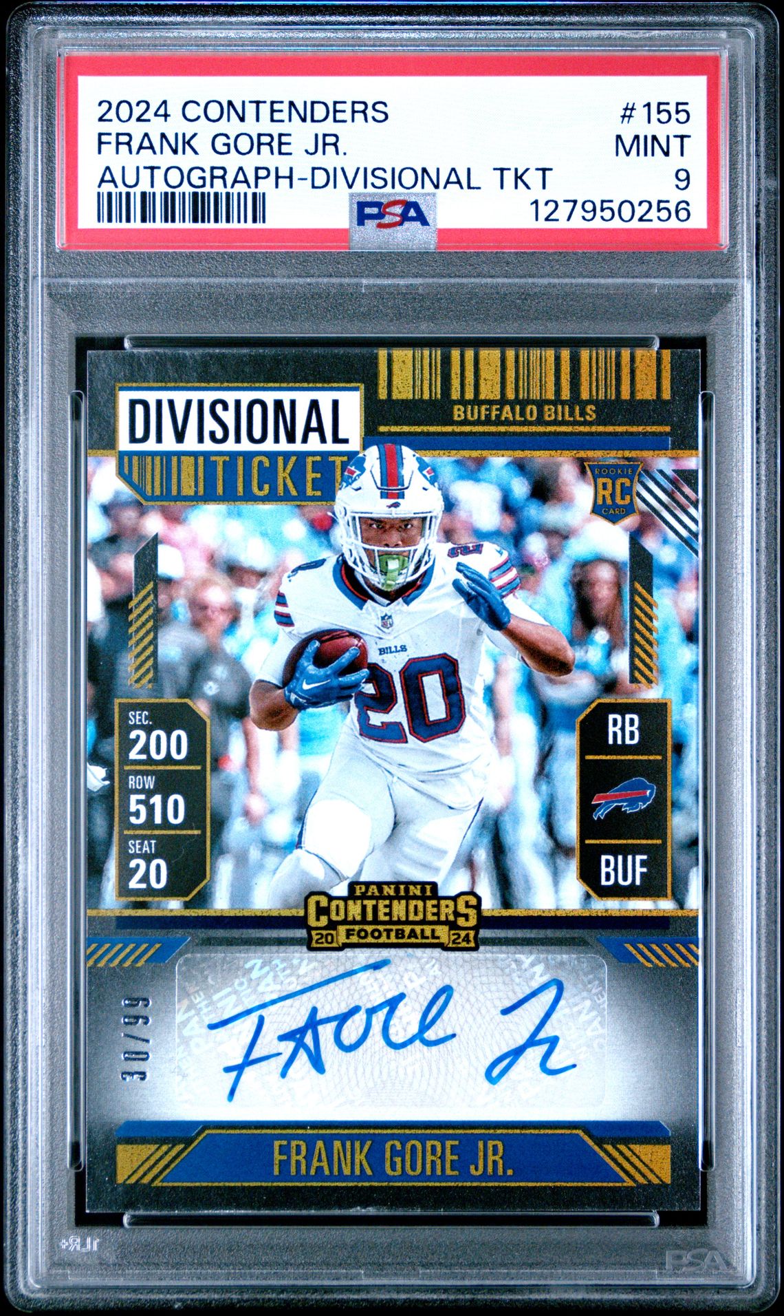 2024 Panini Contenders Frank Gore Jr. #155 (Autograph-Divisional Tkt) Mint 9 front