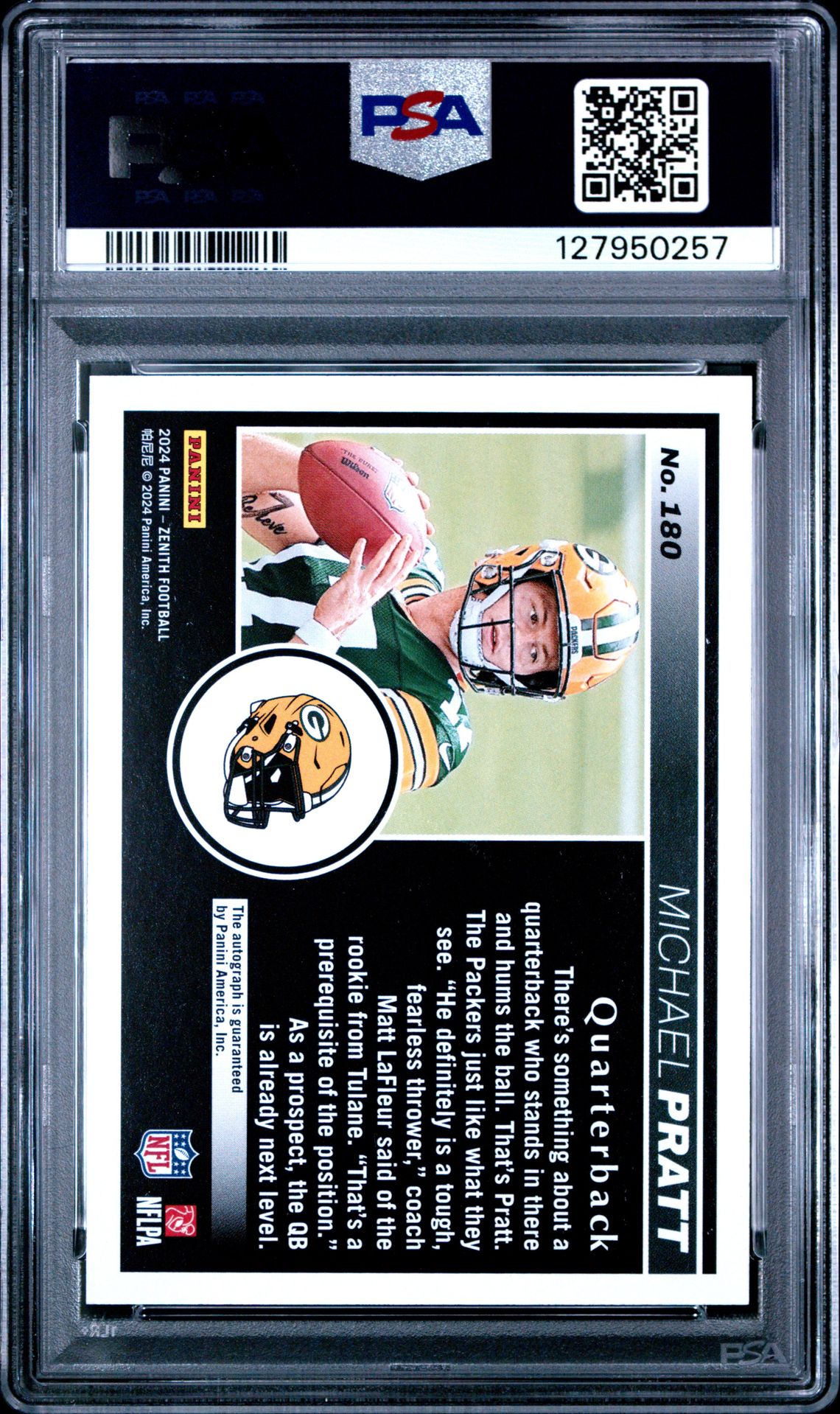 2024 Panini Zenith Michael Pratt #180 (Autograph) Mint 9 back