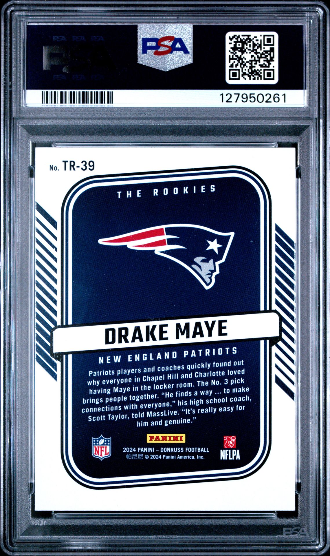 2024 Panini Donruss The Rookies Drake Maye #Tr39 Mint 9 back