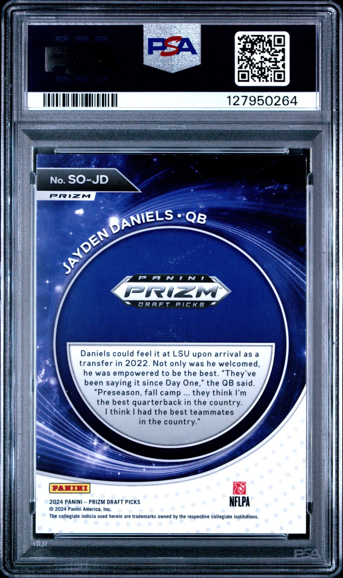 2024 Panini Prizm Draft Picks Student Orientation Jayden Daniels #Sojd (Student Orientation-Red Ice) Gem Mt 10 back