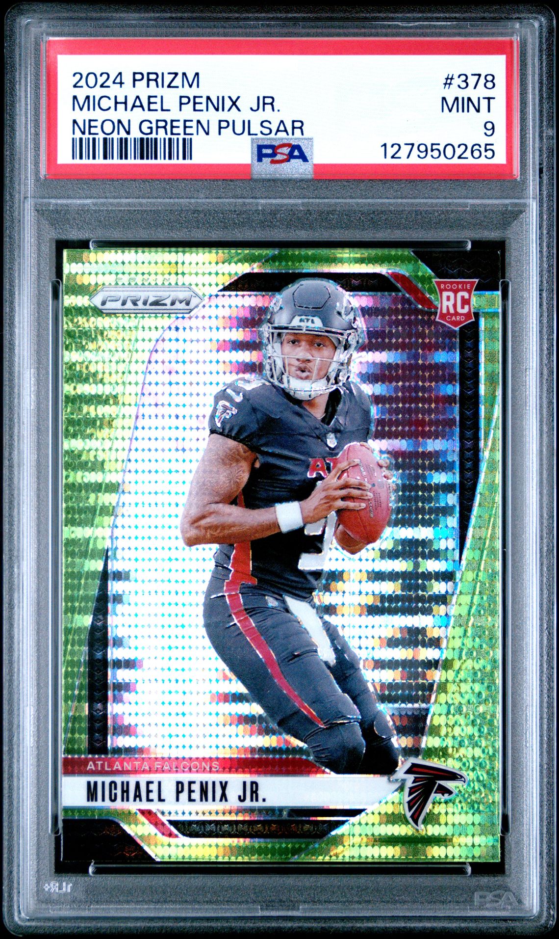 2024 Panini Prizm Michael Penix Jr. #378 (Neon Green Pulsar) Mint 9 front