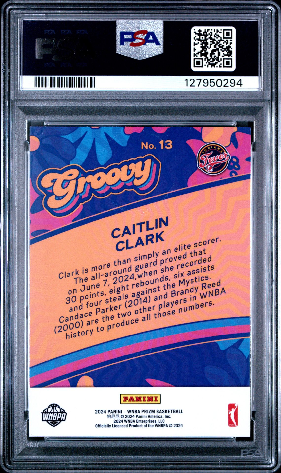 2024 Panini Prizm Wnba Groovy Caitlin Clark #13 Mint 9 back