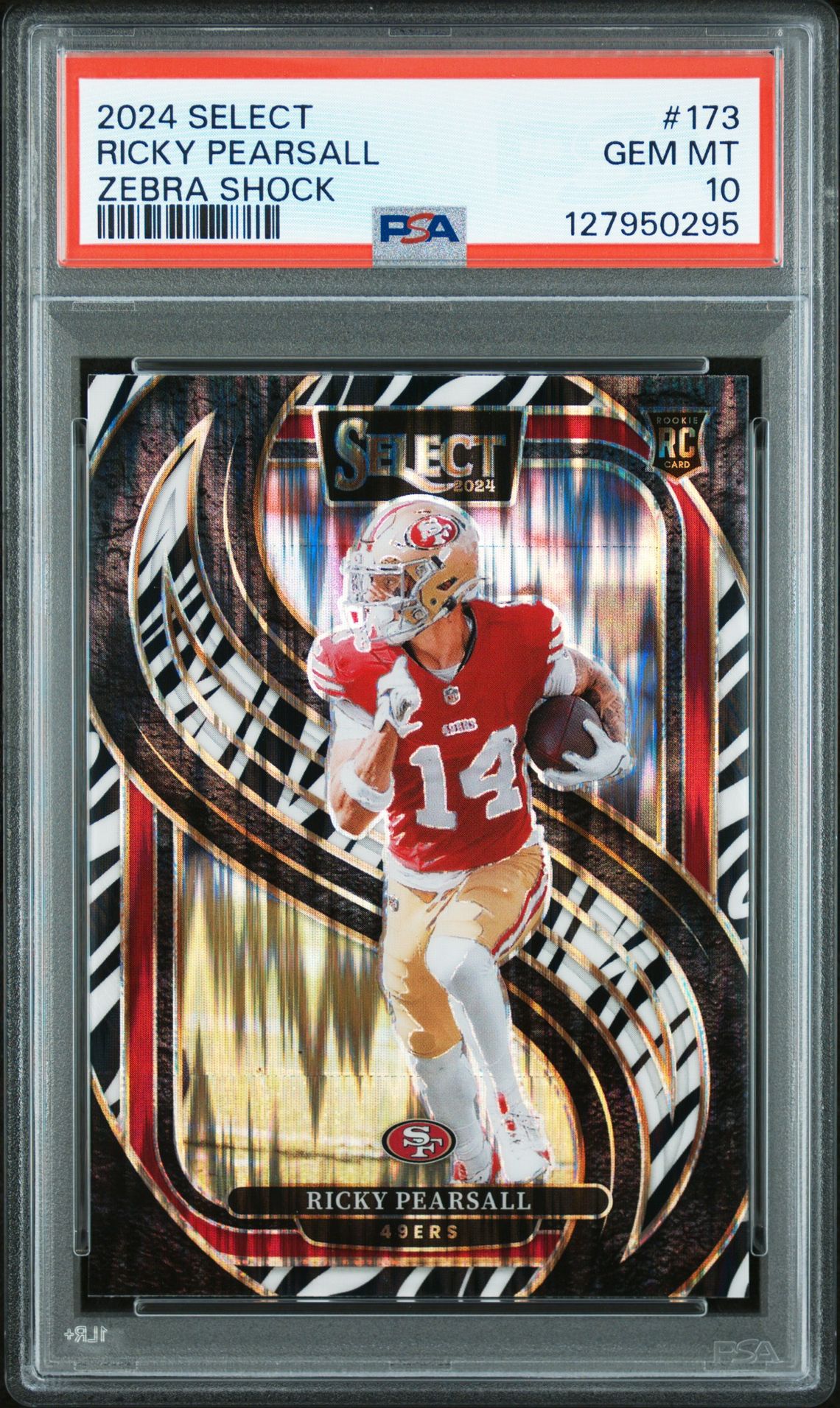 2024 Panini Select Ricky Pearsall #173 (Zebra Shock) Gem Mt 10 front