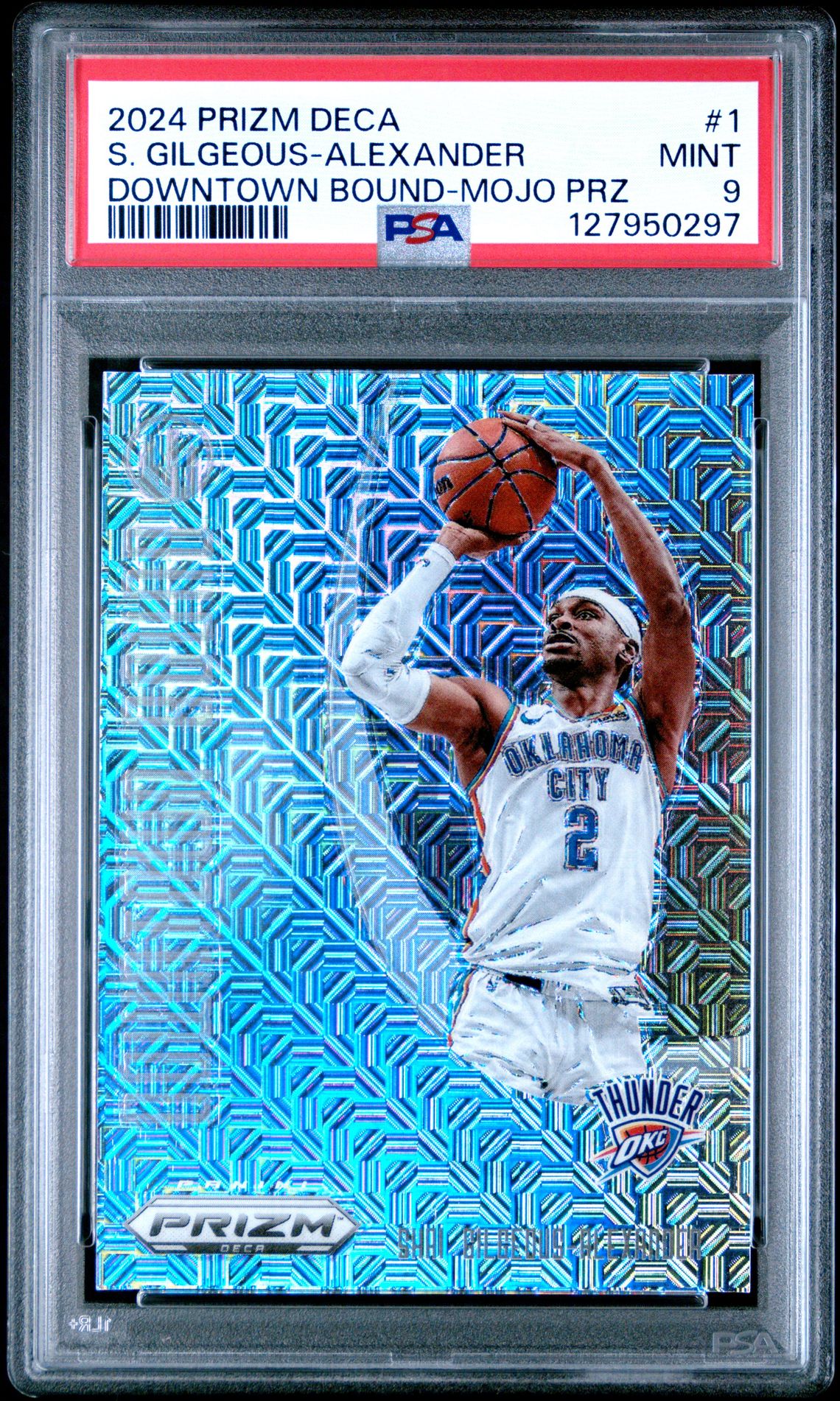 2024 Panini Prizm Deca Downtown Bound S. Gilgeous-Alexander #1 (Downtown Bound-Mojo Prz) Mint 9 front