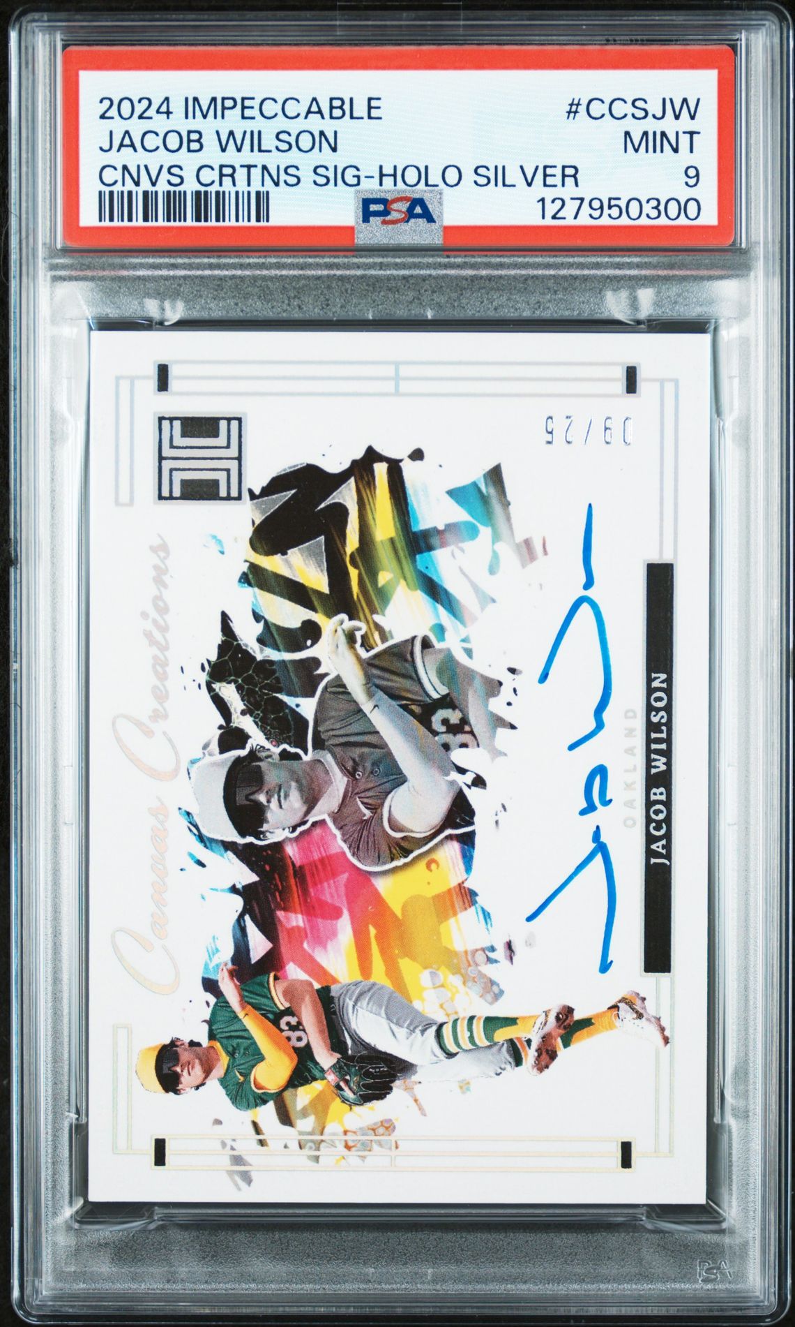 2024 Panini Impeccable Canvas Creations Signatures Jacob Wilson #Ccsjw (Cnvs Crtns Sig-Holo Silver) Mint 9 front