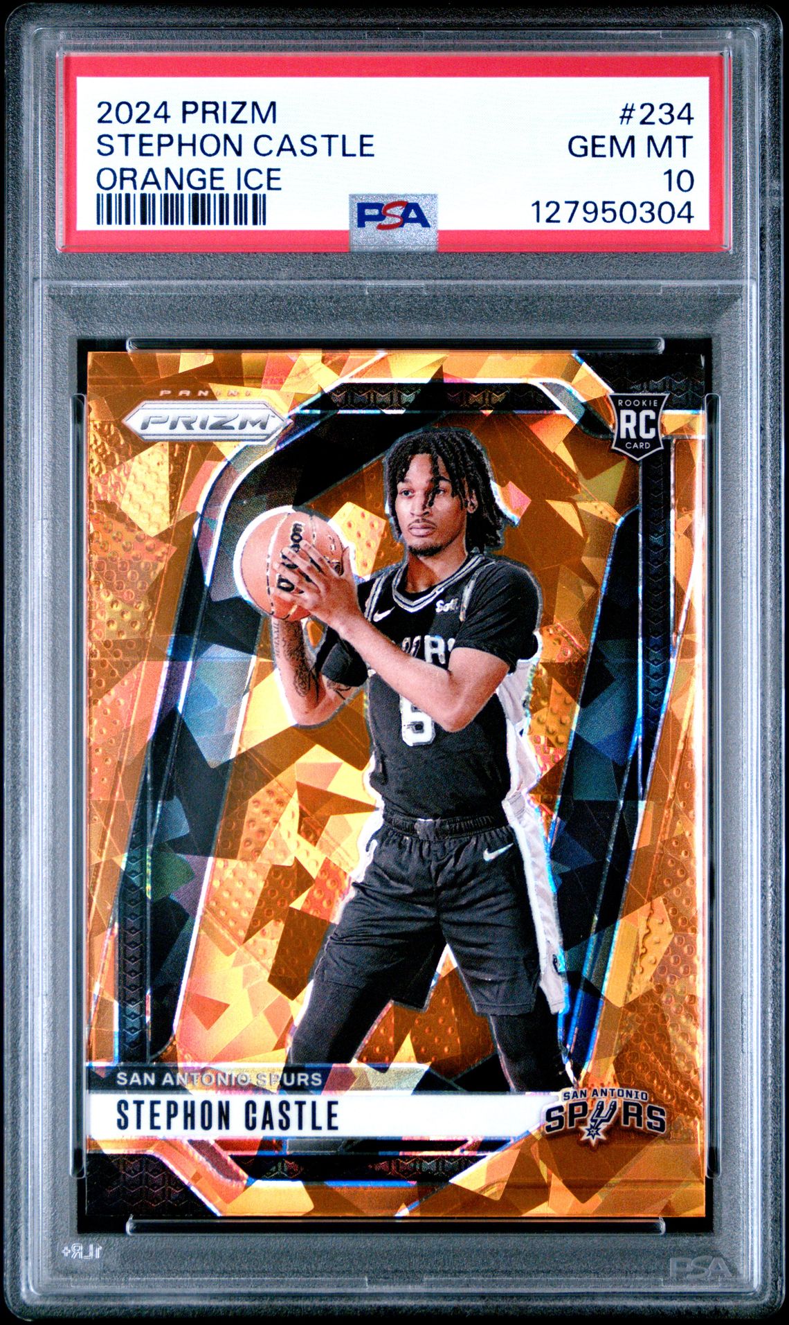 2024 Panini Prizm Stephon Castle #234 (Orange Ice) Gem Mt 10 front