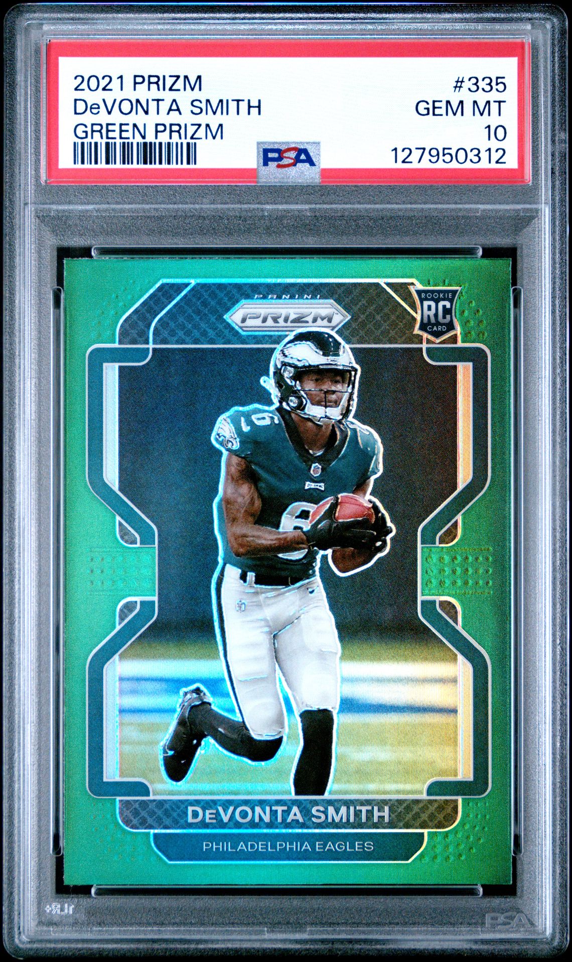 2021 Panini Prizm Devonta Smith #335 (Green Prizm) Gem Mt 10 front