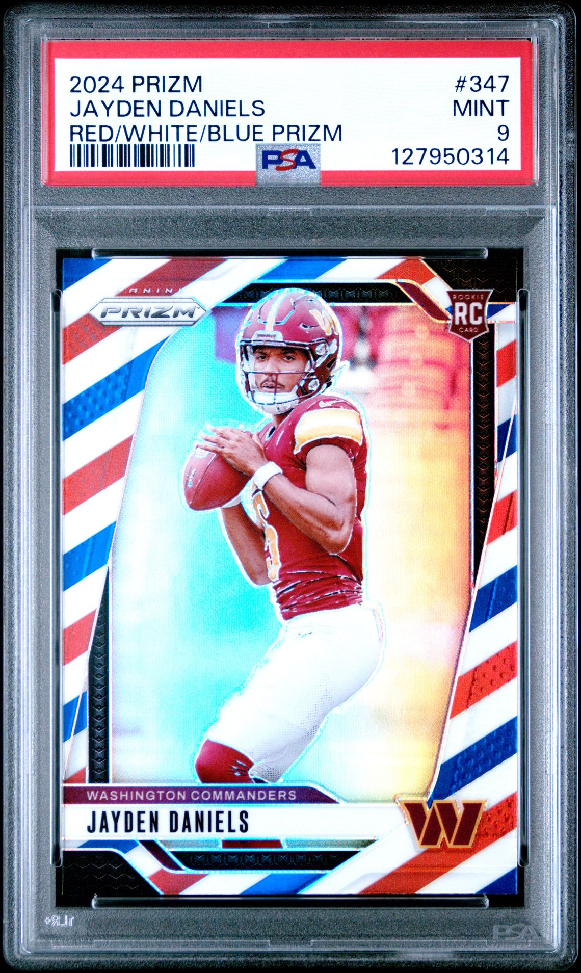 2024 Panini Prizm Jayden Daniels #347 (Red/White/Blue Prizm) Mint 9 front