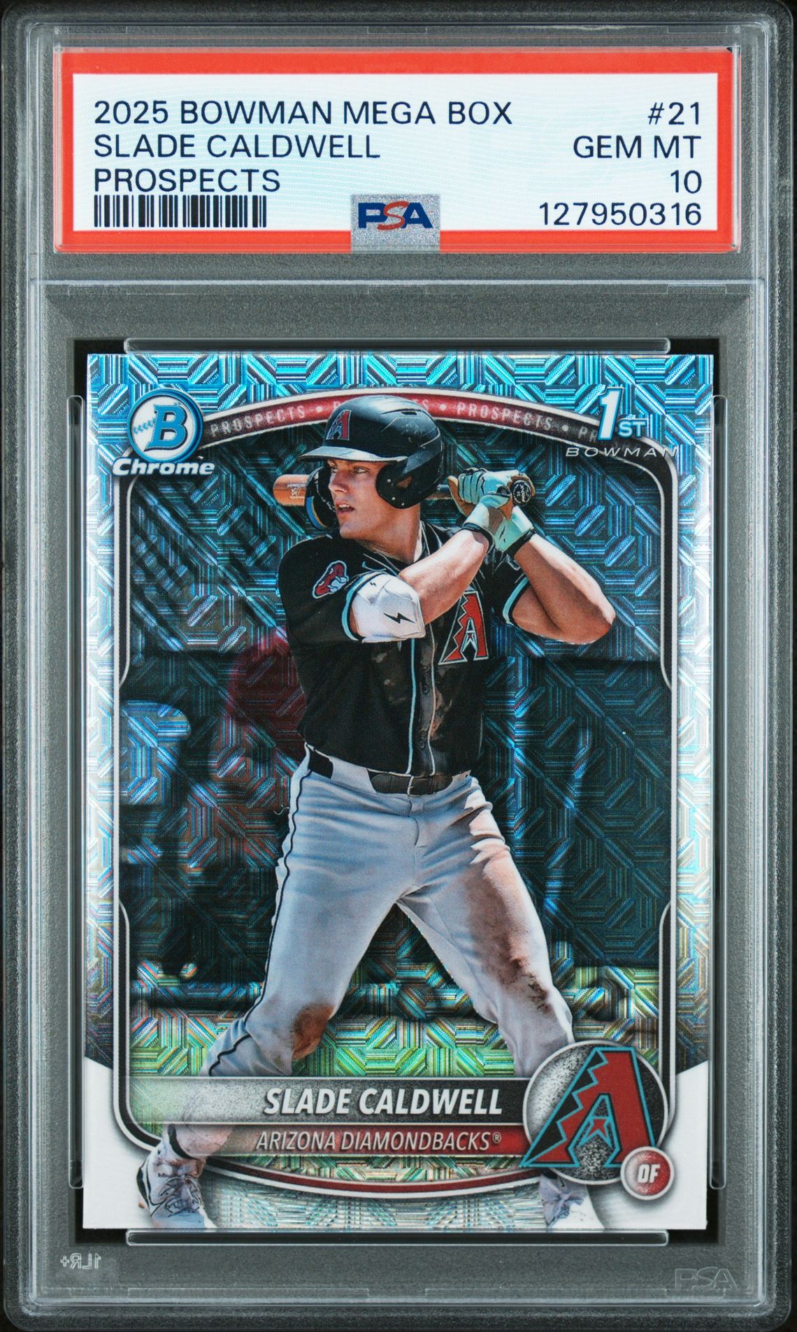 2025 Bowman Mega Box Chrome Prospects Slade Caldwell #21 Gem Mt 10 front