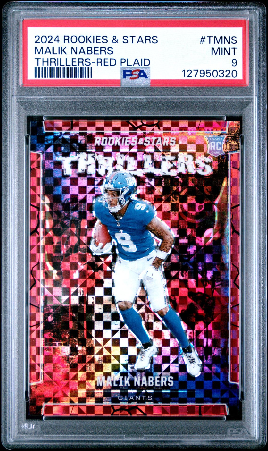 2024 Panini Rookies & Stars Thrillers Malik Nabers #Tmns (Thrillers-Red Plaid) Mint 9 front