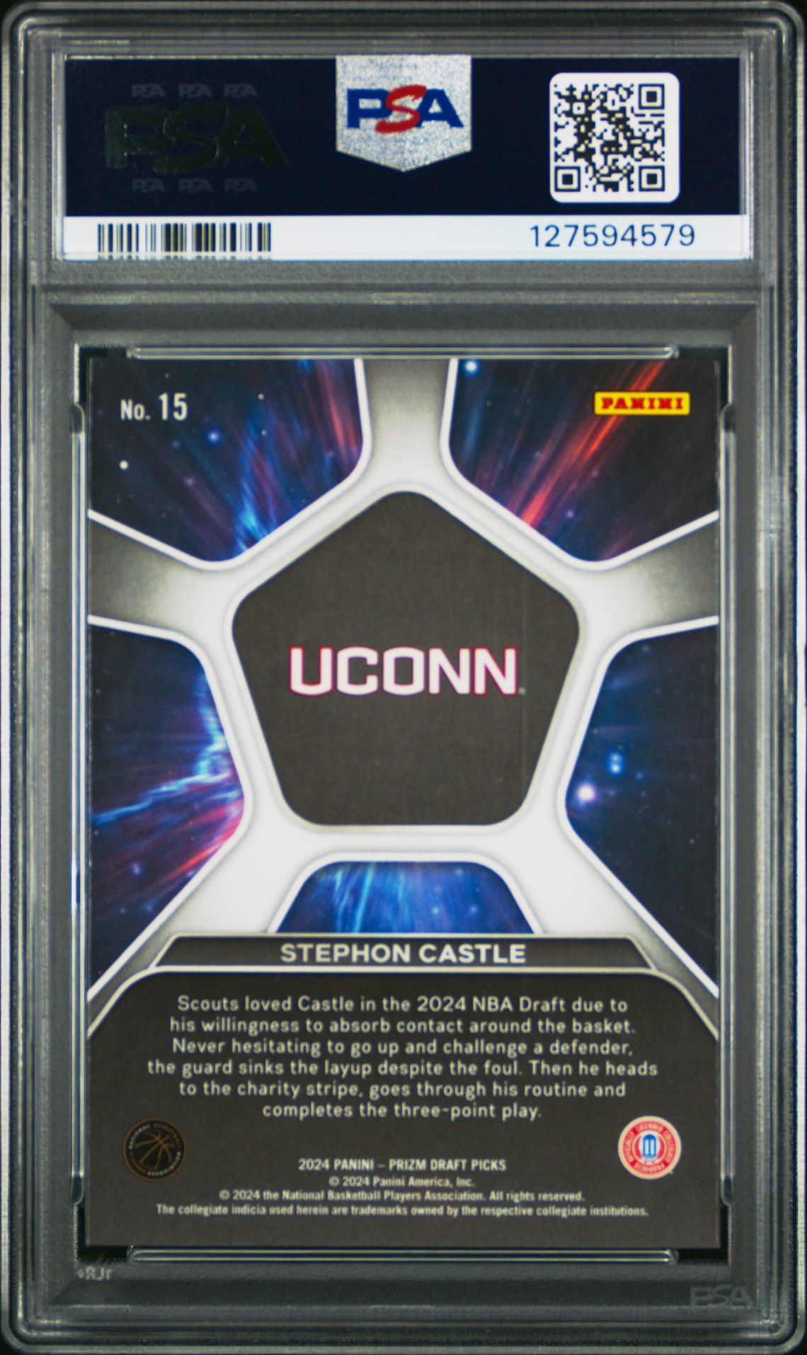 2024 Panini Prizm Draft Picks Deep Space Stephon Castle #15 Gem Mt 10 back