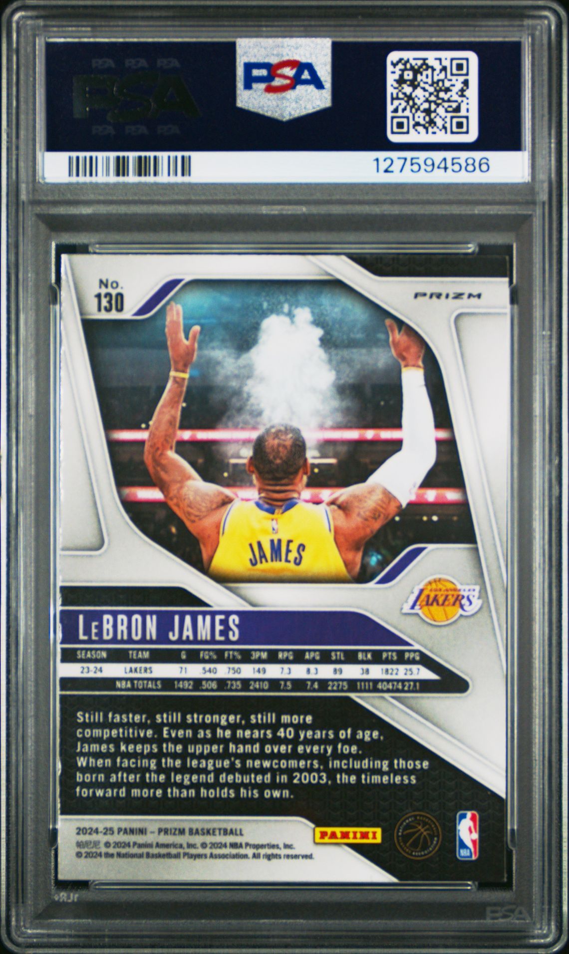 2024 Panini Prizm Lebron James #130 (Silver Prizm) Gem Mt 10 back