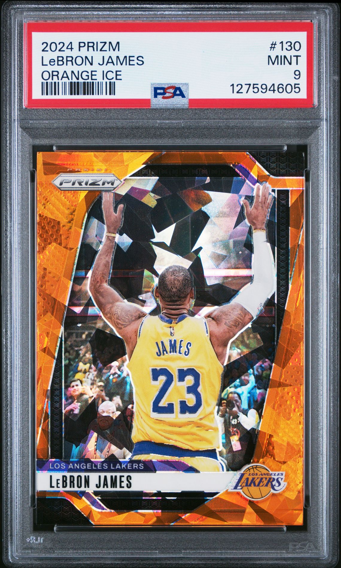 2024 Panini Prizm Lebron James #130 (Orange Ice) Mint 9 front