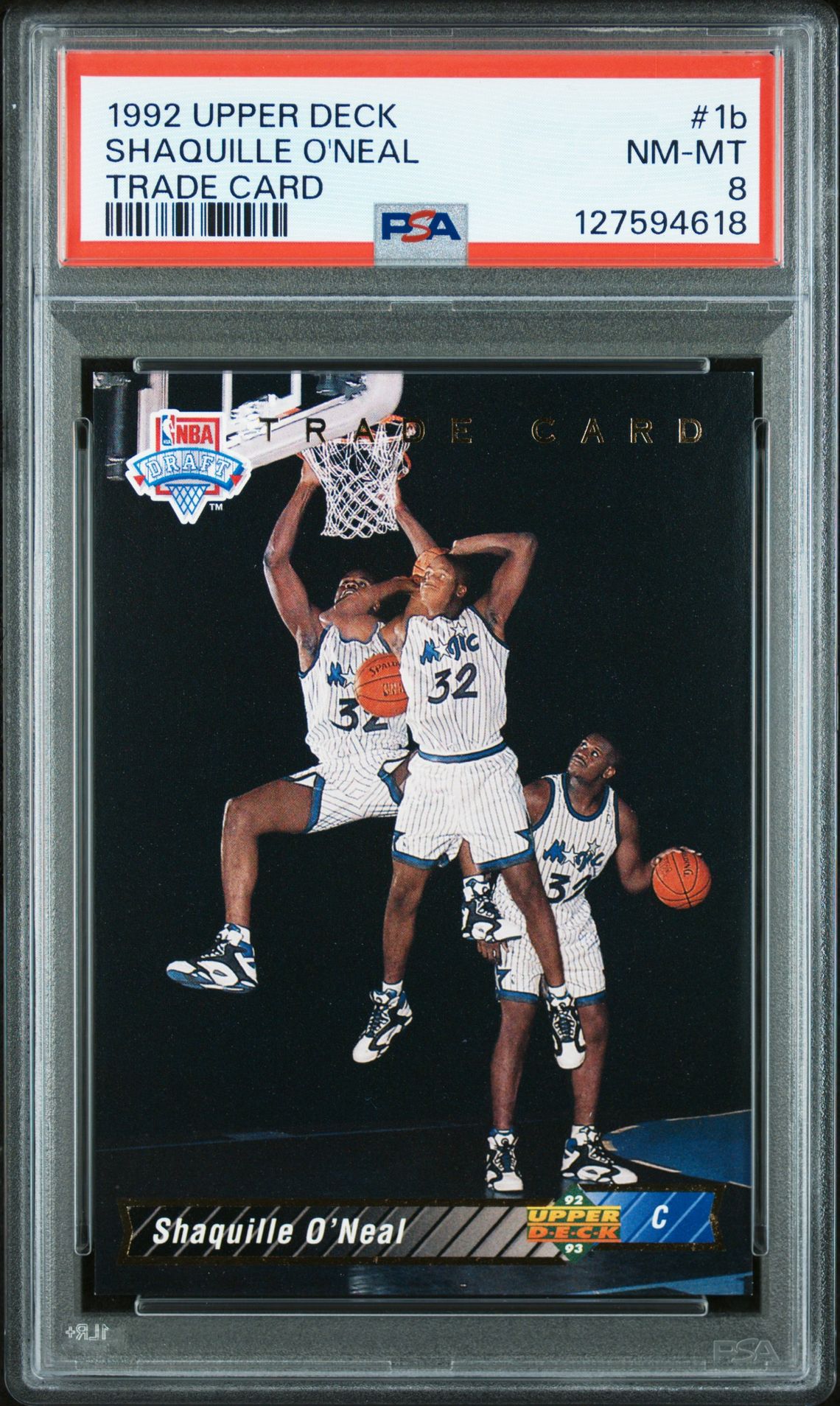 1992 Upper Deck Shaquille O'neal #1B (Trade Card) Nm-Mt 8 front