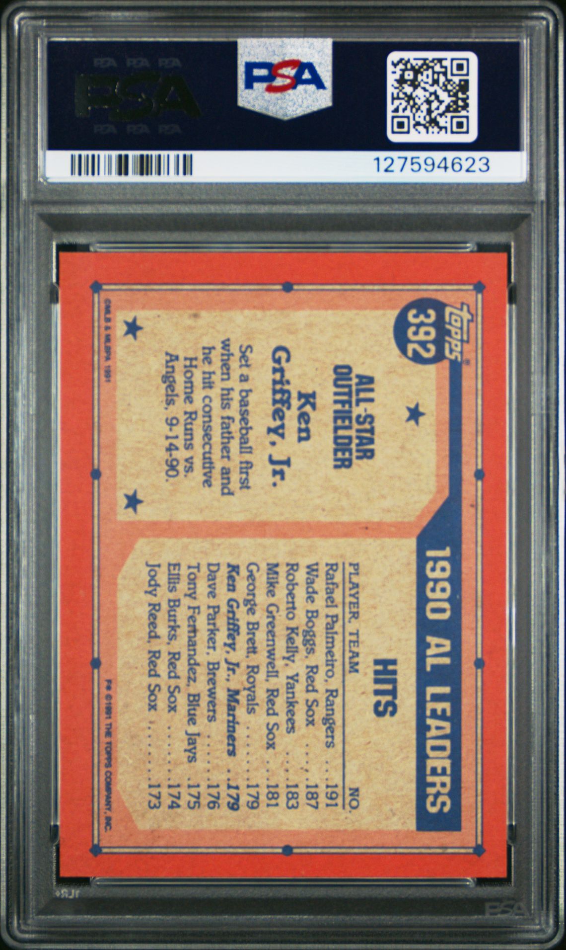 1991 Topps Ken Griffey Jr. #392 Nm 7 back