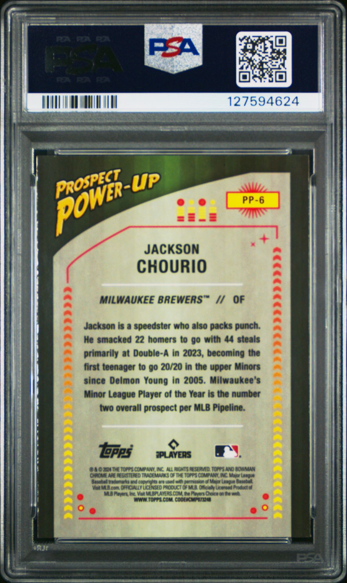 2024 Bowman Prospect Power-Up Jackson Chourio #Pp6 Gem Mt 10 back