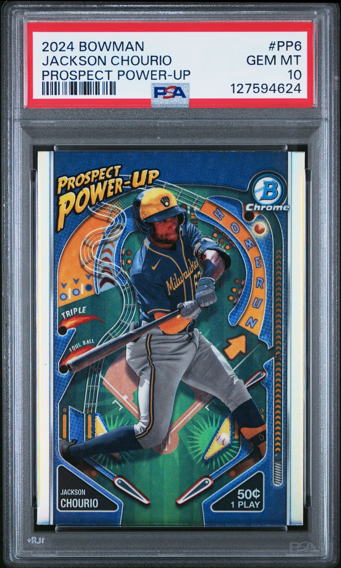 2024 Bowman Prospect Power-Up Jackson Chourio #Pp6 Gem Mt 10 front