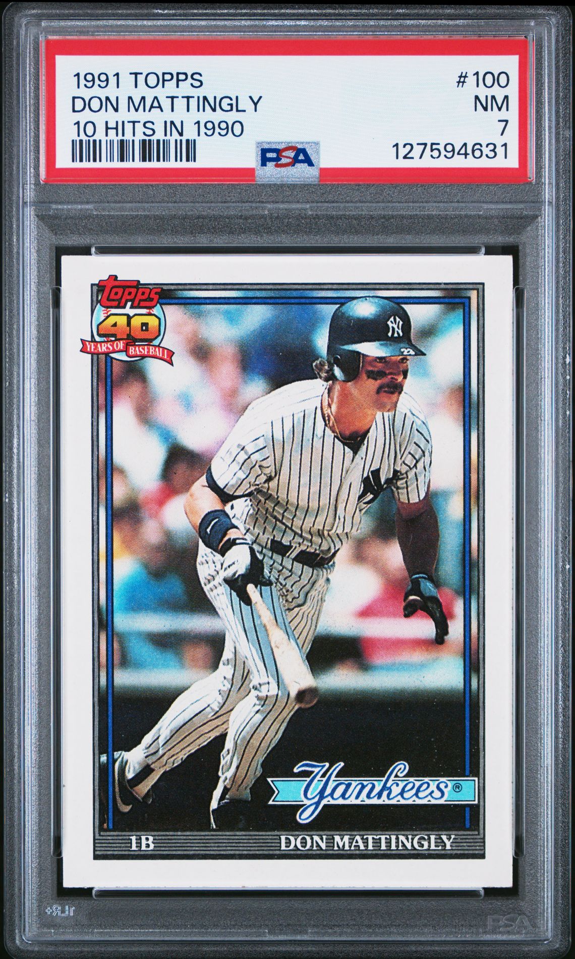 1991 Topps Don Mattingly #100 (10 Hits In 1990) Nm 7 front