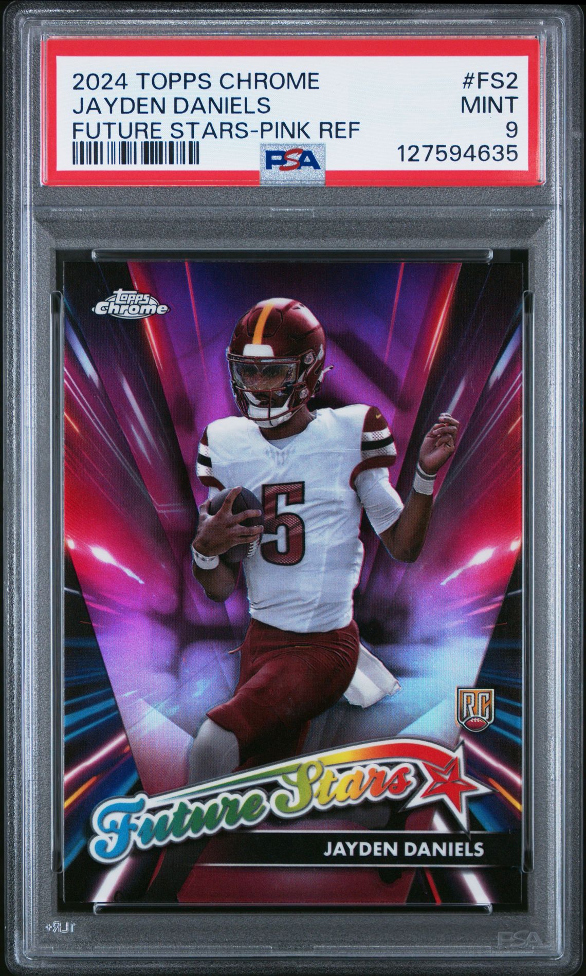 2024 Topps Chrome Future Stars Jayden Daniels #Fs2 (Future Stars-Pink Ref) Mint 9 front