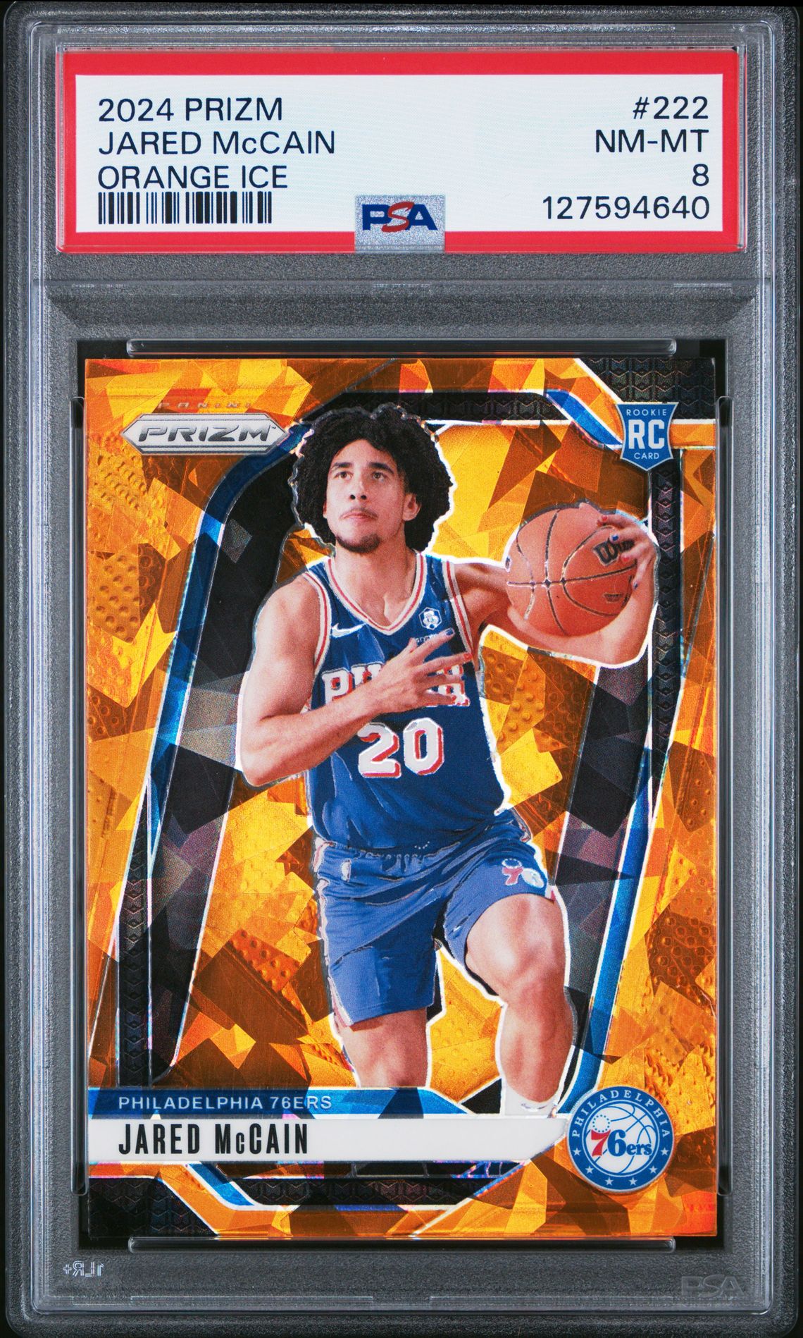 2024 Panini Prizm Jared Mccain #222 (Orange Ice) Nm-Mt 8 front