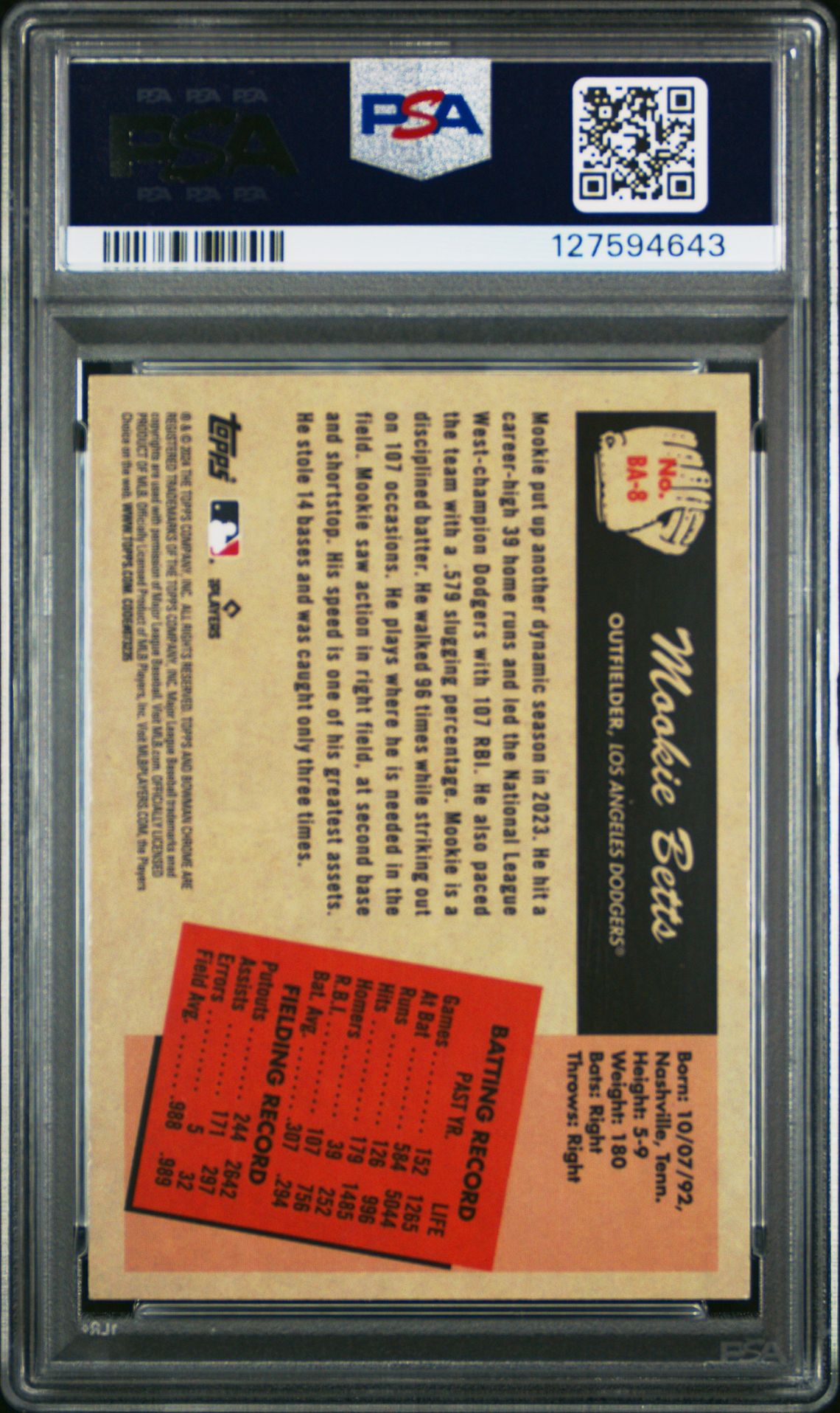 2024 Bowman 1955 Bowman Anime Mookie Betts #Ba8 Mint 9 back