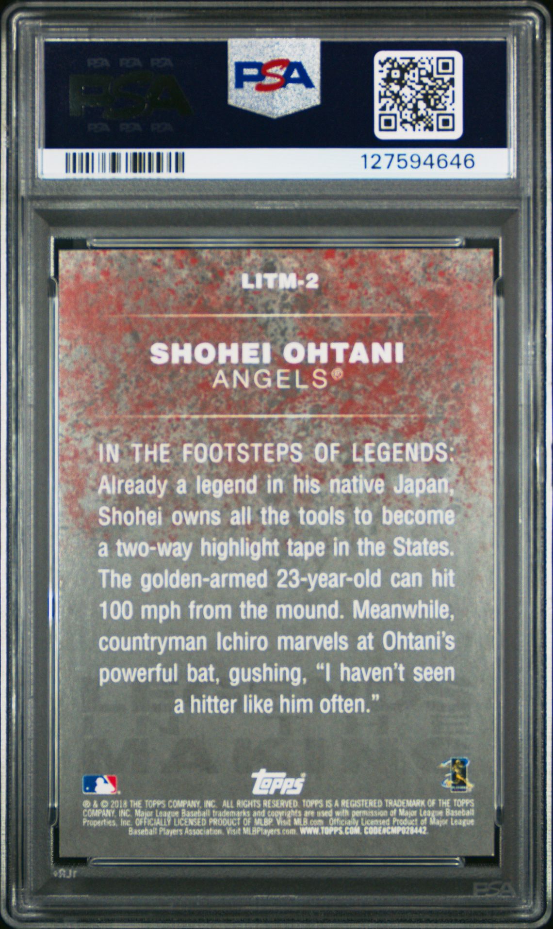 2018 Topps Legends In The Making Shohei Ohtani #2 (Legends In The Making) Mint 9 back