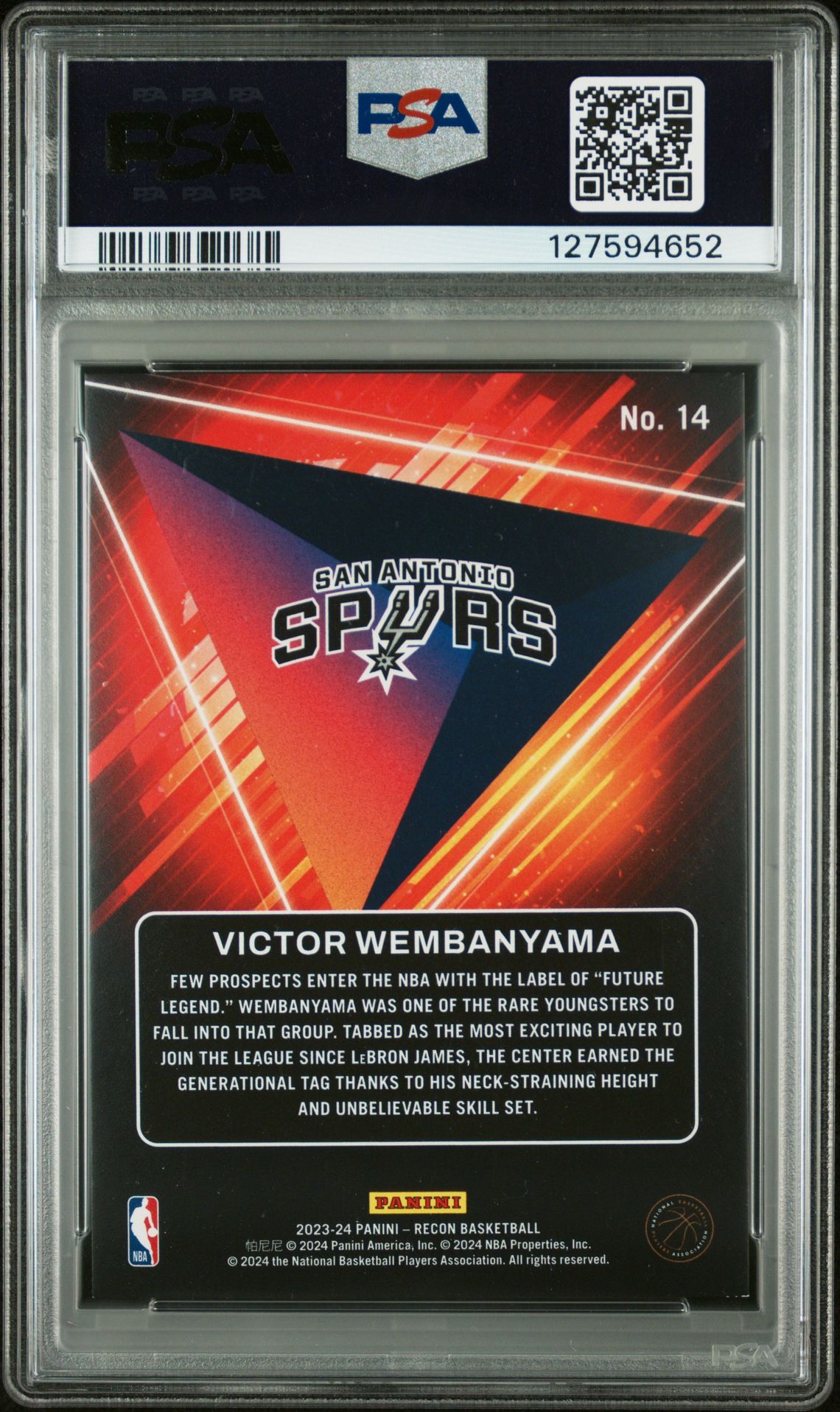 2023 Panini Recon Future Legends Victor Wembanyama #14 Mint 9 back