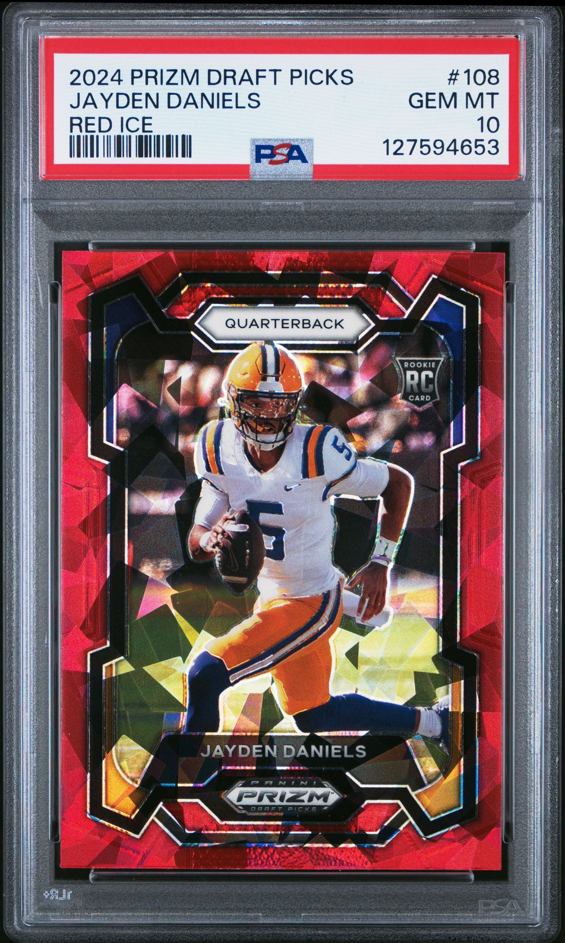 2024 Panini Prizm Draft Picks Jayden Daniels #108 (Red Ice) Gem Mt 10 front