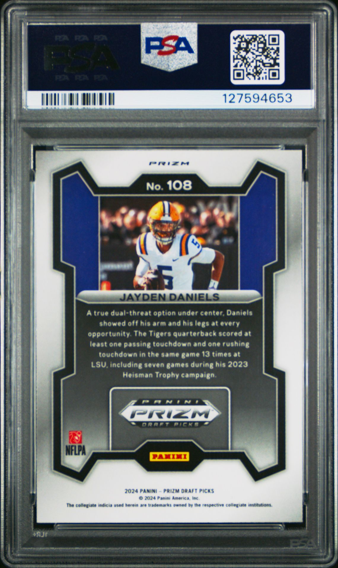 2024 Panini Prizm Draft Picks Jayden Daniels #108 (Red Ice) Gem Mt 10 back