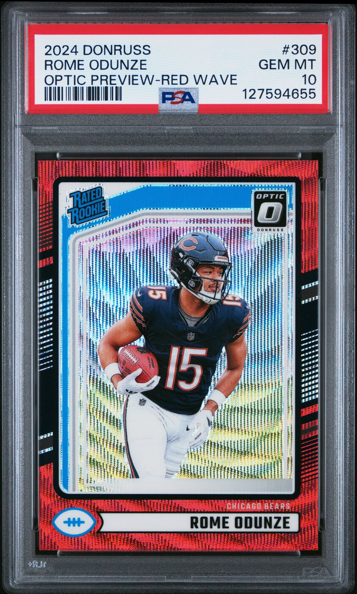 2024 Panini Donruss Rome Odunze #309 (Optic Preview-Red Wave) Gem Mt 10 front