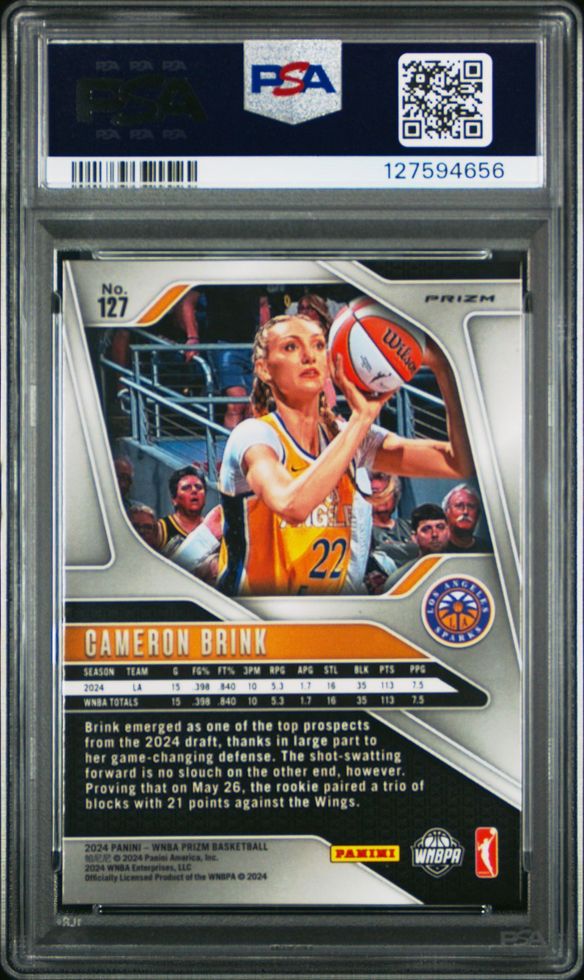 2024 Panini Prizm Wnba Cameron Brink #127 (Silver Prizm) Nm-Mt 8 back
