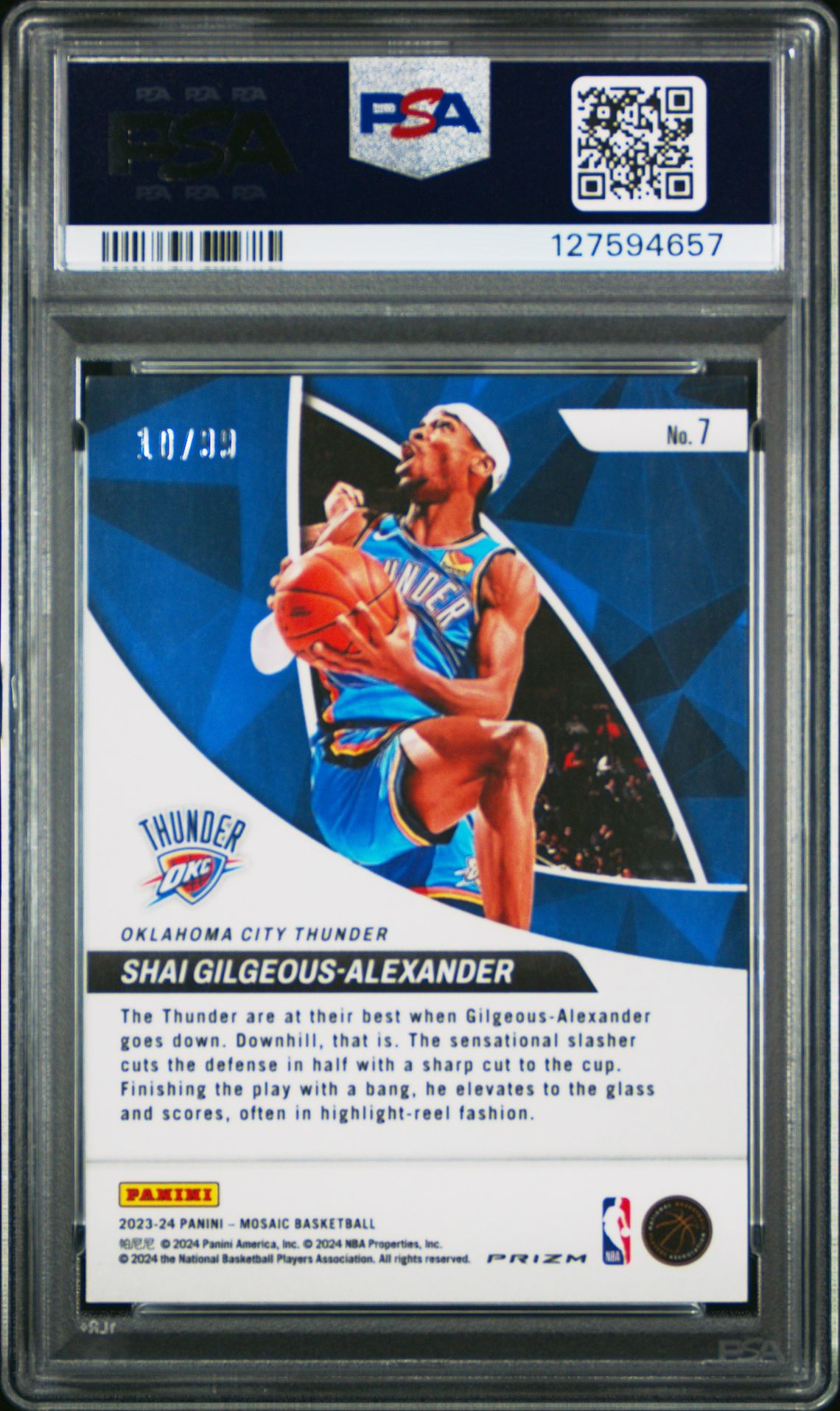 2023 Panini Mosaic Elevate S. Gilgeous-Alexander #7 (Elevate-Reactive Blue) Mint 9 back
