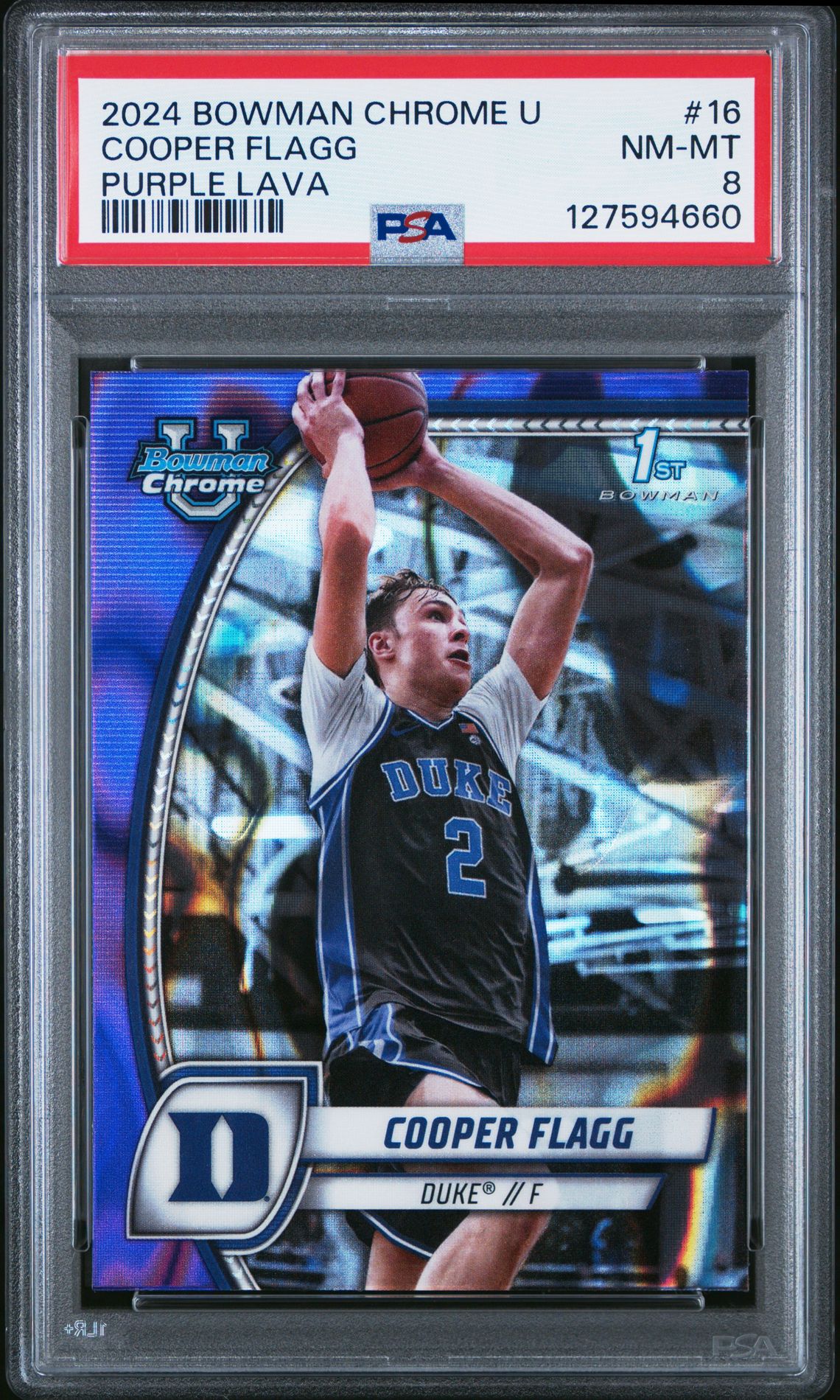 2024 Bowman Chrome University Cooper Flagg #16 (Purple Lava) Nm-Mt 8 front