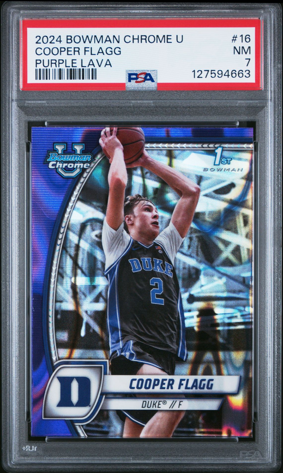 2024 Bowman Chrome University Cooper Flagg #16 (Purple Lava) Nm 7 front