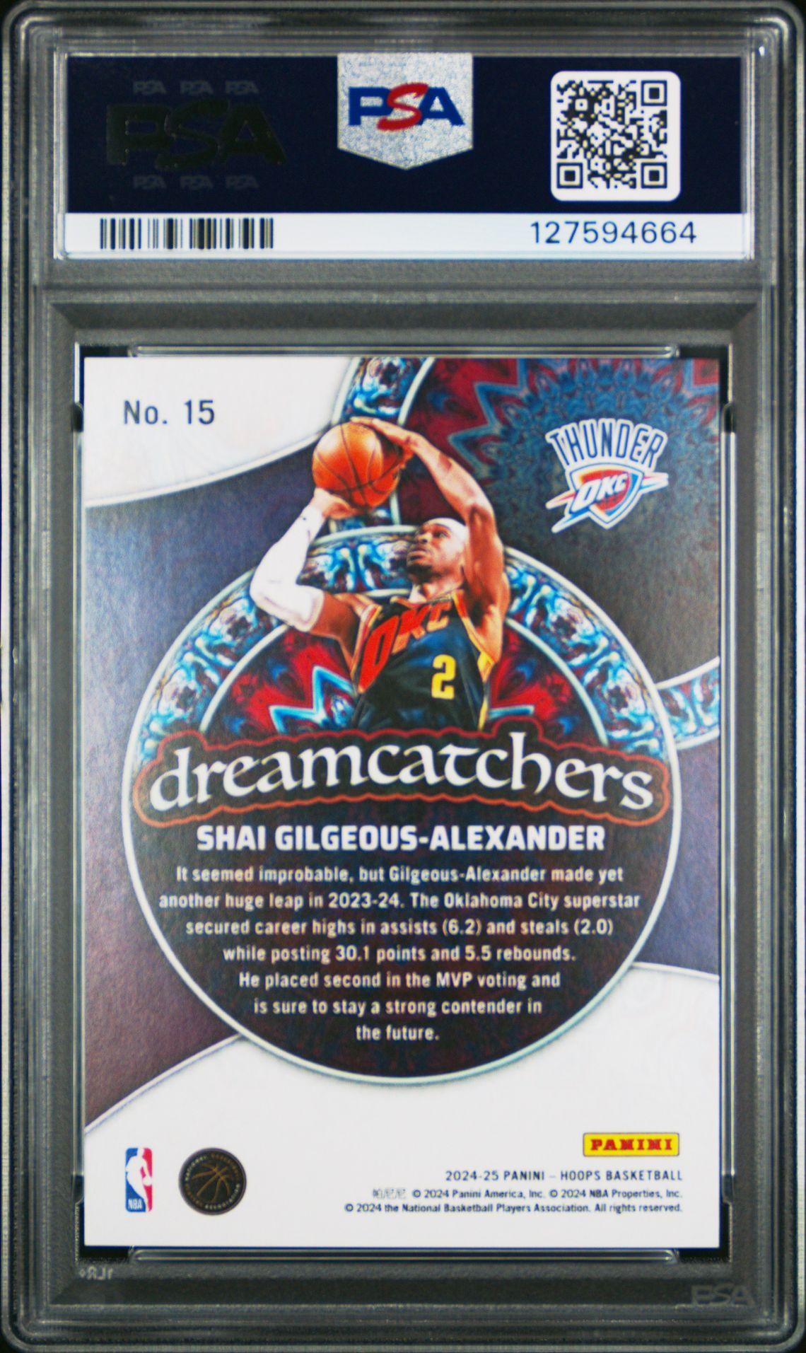2024 Panini Nba Hoops Dreamcatchers S. Gilgeous-Alexander #15 Gem Mt 10 back