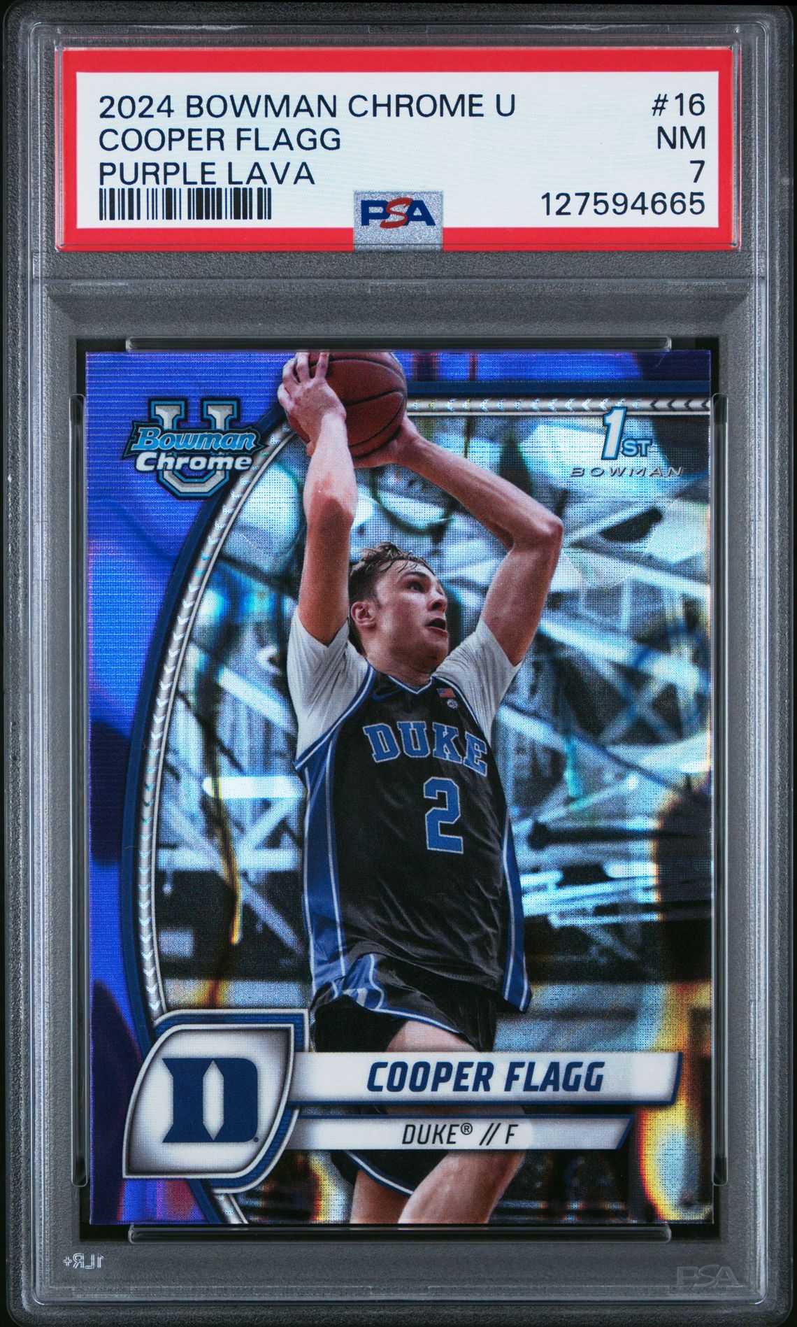 2024 Bowman Chrome University Cooper Flagg #16 (Purple Lava) Nm 7 front