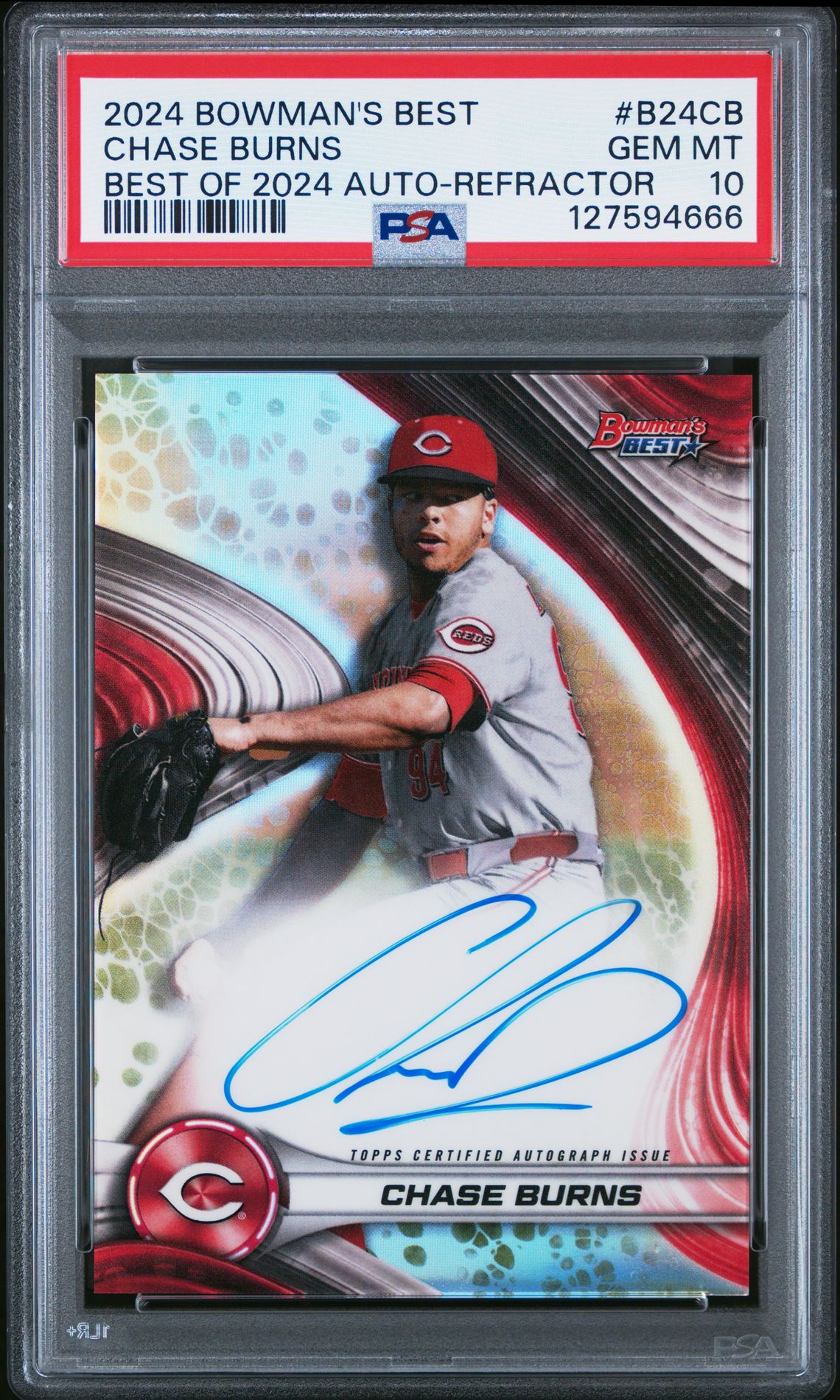 2024 Bowman's Best Best Of 2024 Autographs Chase Burns #B24Cb (Best Of 2024 Auto-Refractor) Gem Mt 10 front