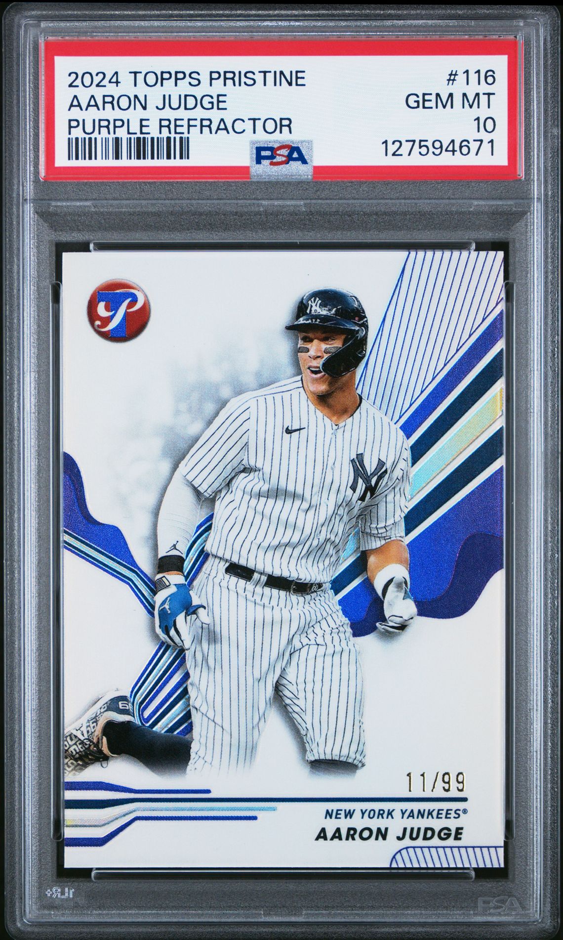 2024 Topps Pristine Aaron Judge #116 (Purple Refractor) Gem Mt 10 front