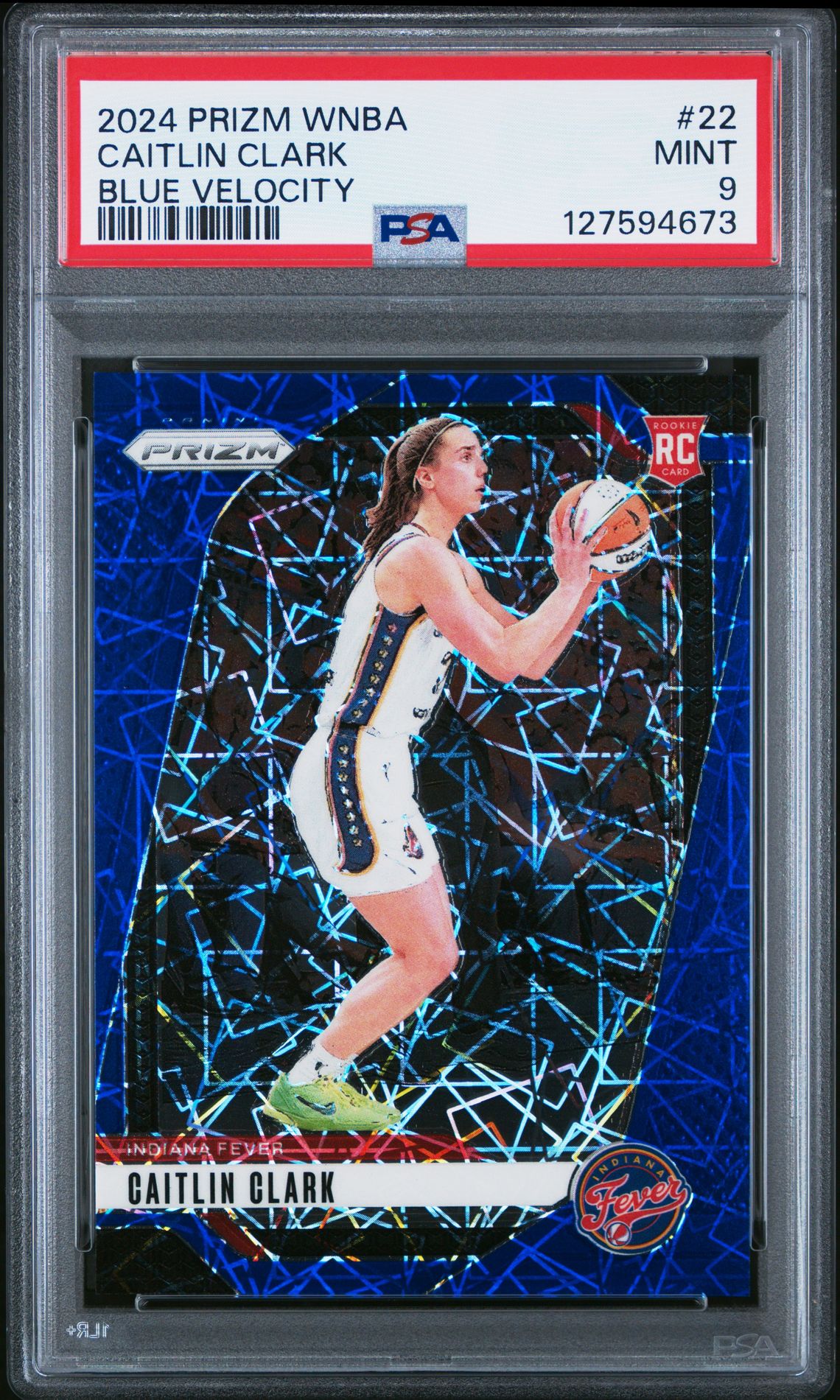 2024 Panini Prizm Wnba Caitlin Clark #22 (Blue Velocity) Mint 9 front