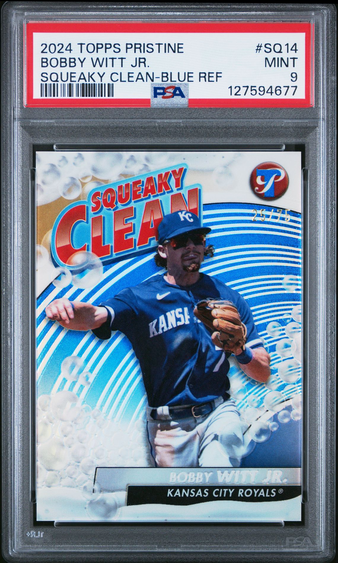 2024 Topps Pristine Squeaky Clean Bobby Witt Jr. #Sq14 (Squeaky Clean-Blue Ref) Mint 9 front
