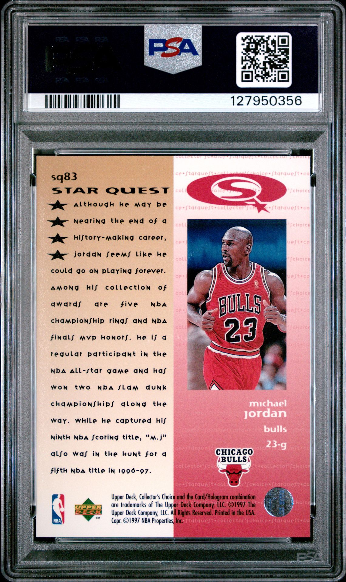 1997 Collector's Choice Starquest Michael Jordan #Sq83 (Starquest) Nm-Mt 8 back