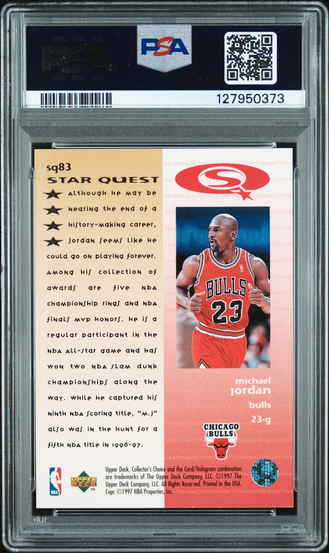 1997 Collector's Choice Starquest Michael Jordan #Sq83 (Starquest) Nm-Mt 8 back
