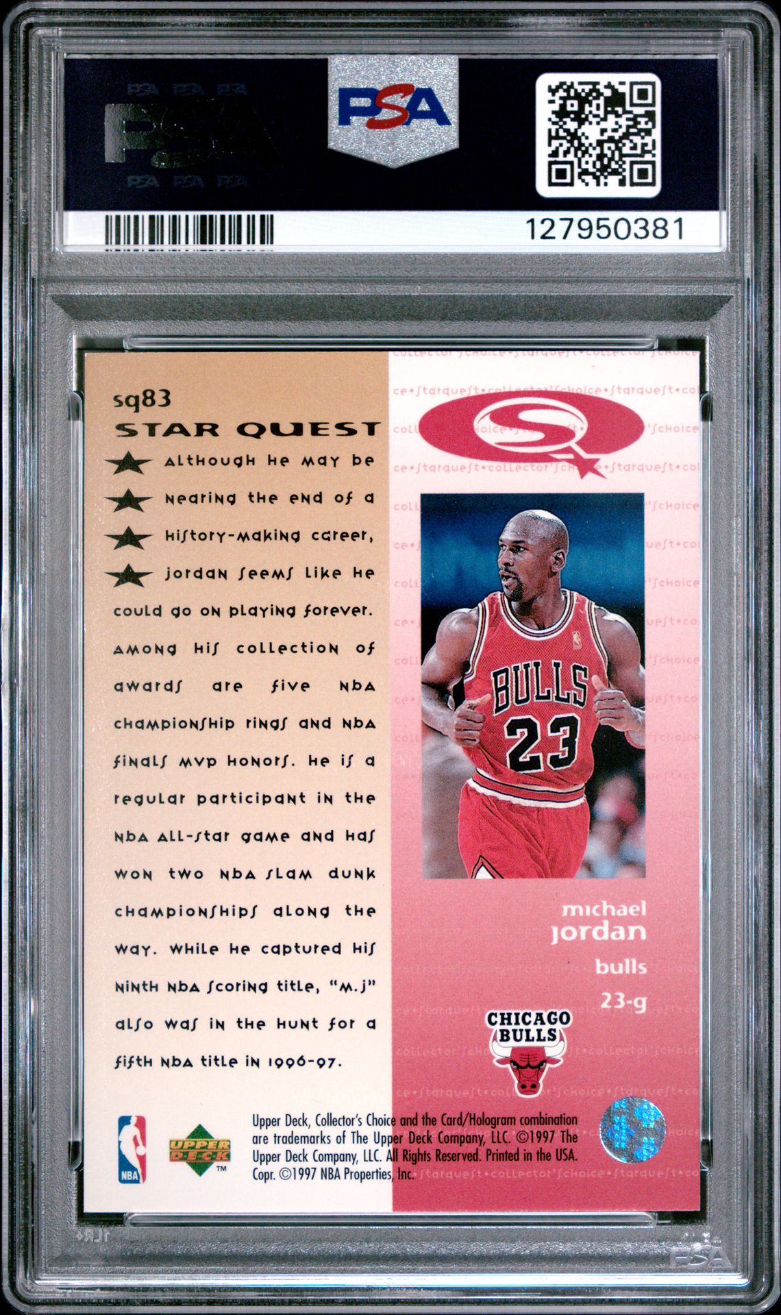 1997 Collector's Choice Starquest Michael Jordan #Sq83 (Starquest) Nm-Mt 8 back