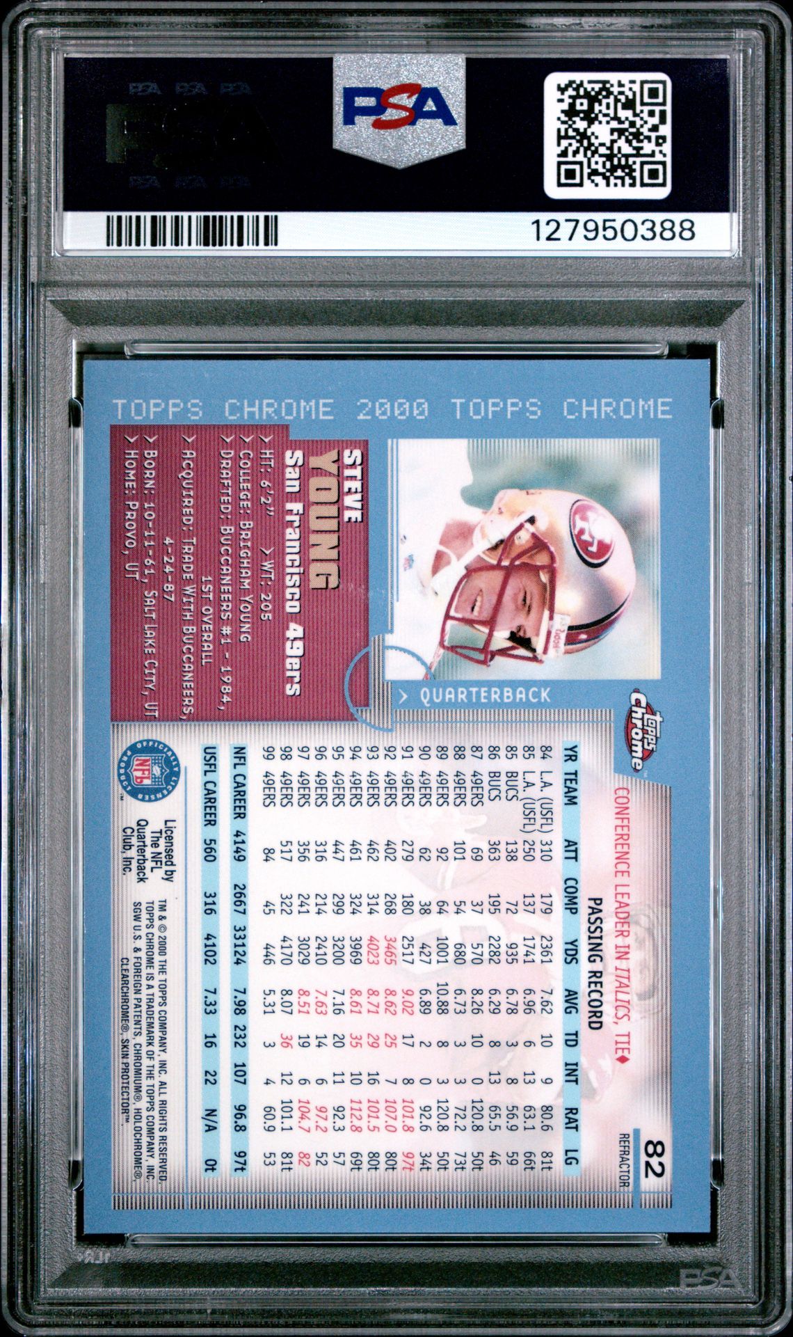 2000 Topps Chrome Steve Young #82 (Refractor) Mint 9 back