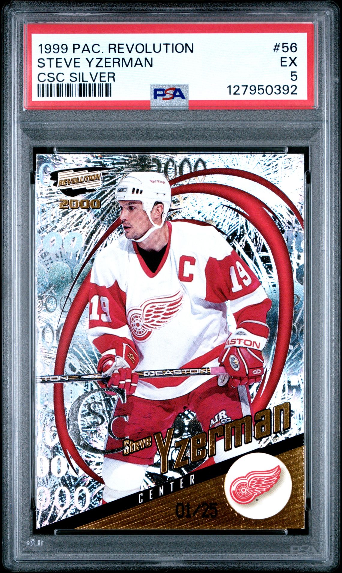 1999 Pacific Revolution Steve Yzerman #56 (Csc Silver) Ex 5 front