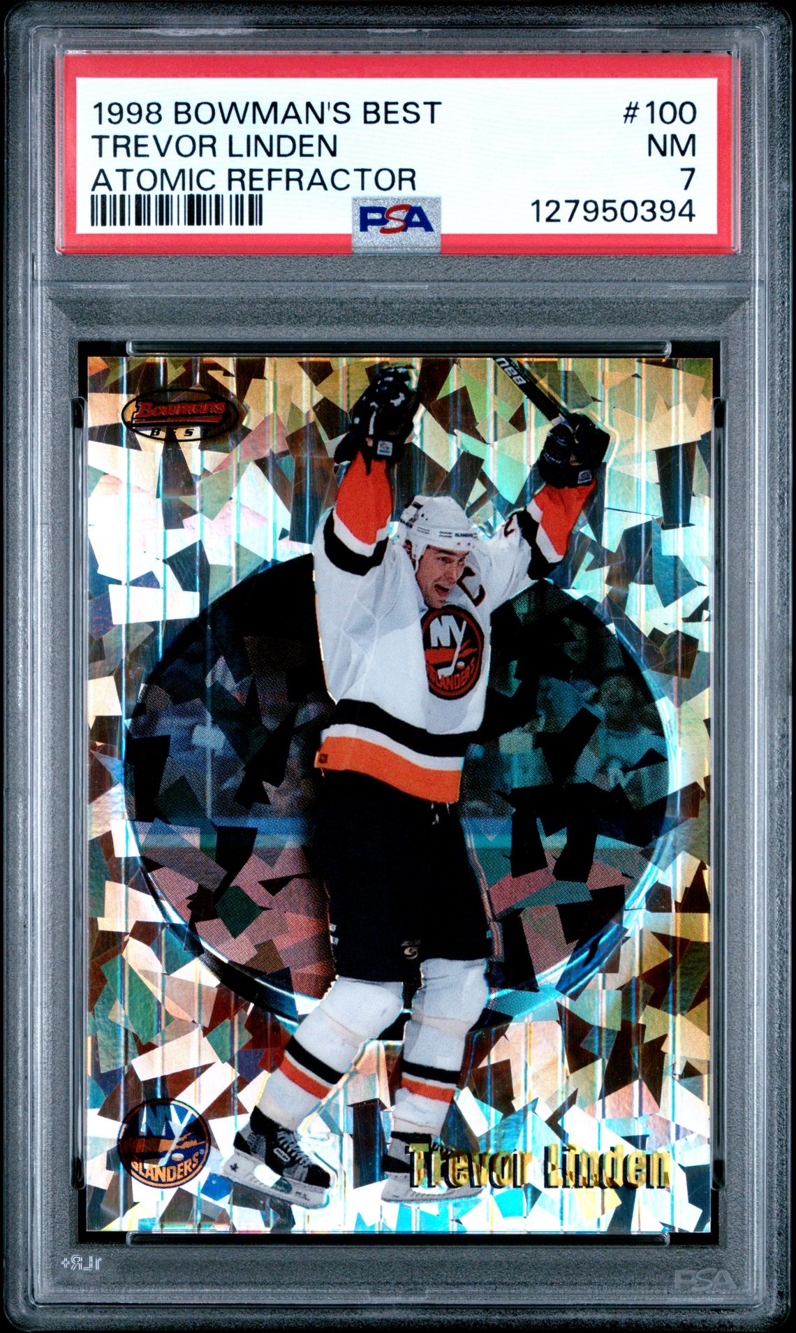 1998 Bowman's Best Trevor Linden #100 (Atomic Refractor) Nm 7 front