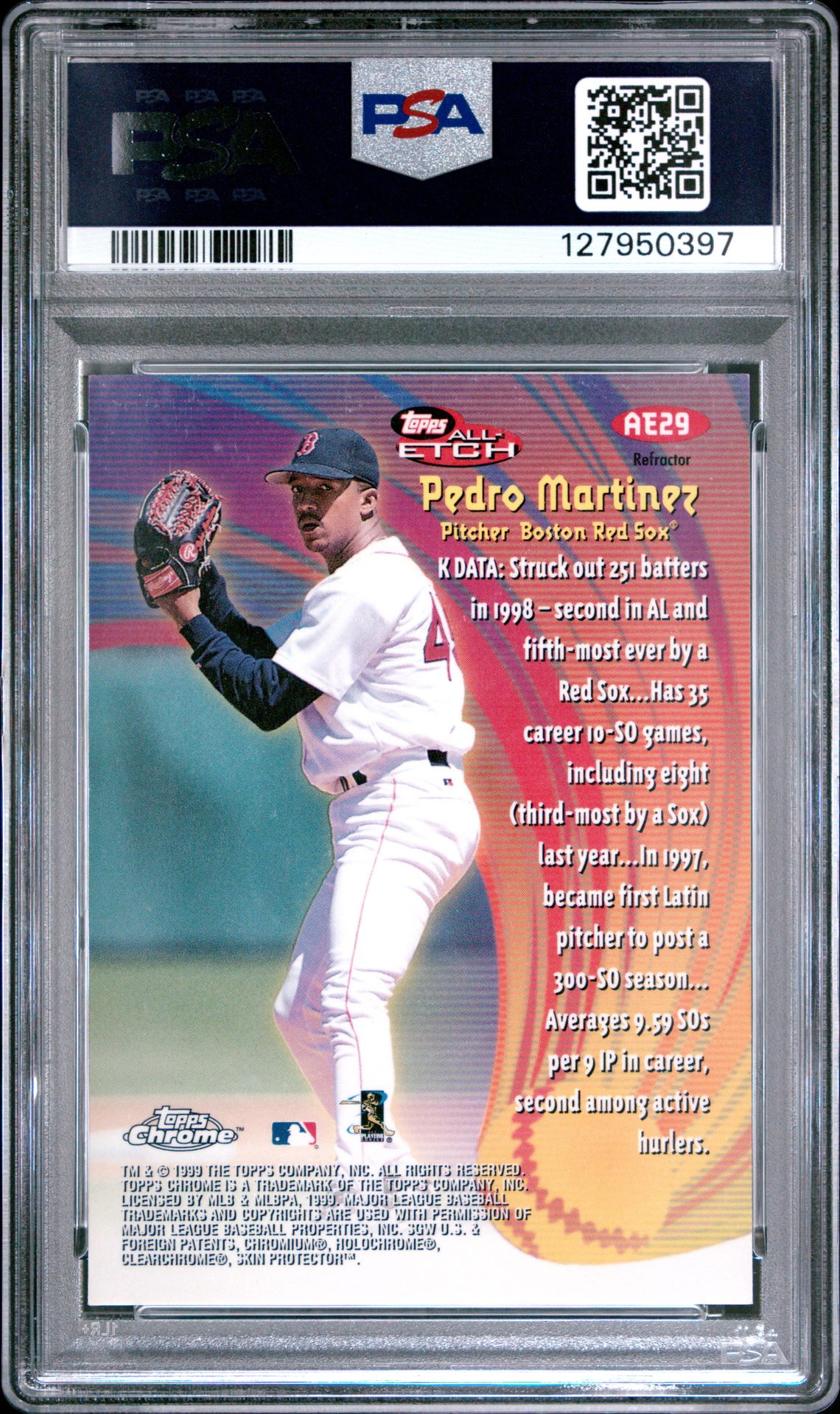 1999 Topps Chrome All-Etch Pedro Martinez #Ae29 (All-Etch-Refractor) Nm 7 back