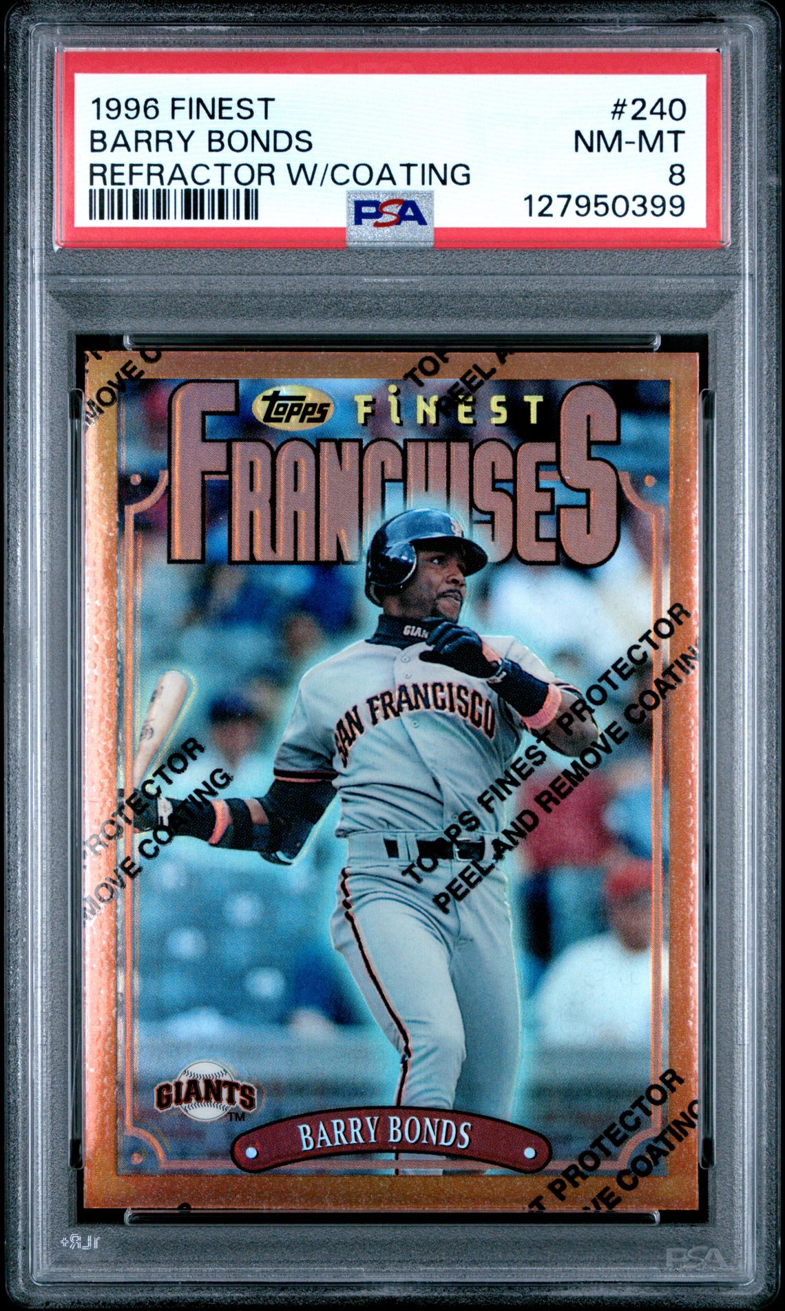 1996 Finest Barry Bonds #240 (Refractor W/Coating) Nm-Mt 8 front