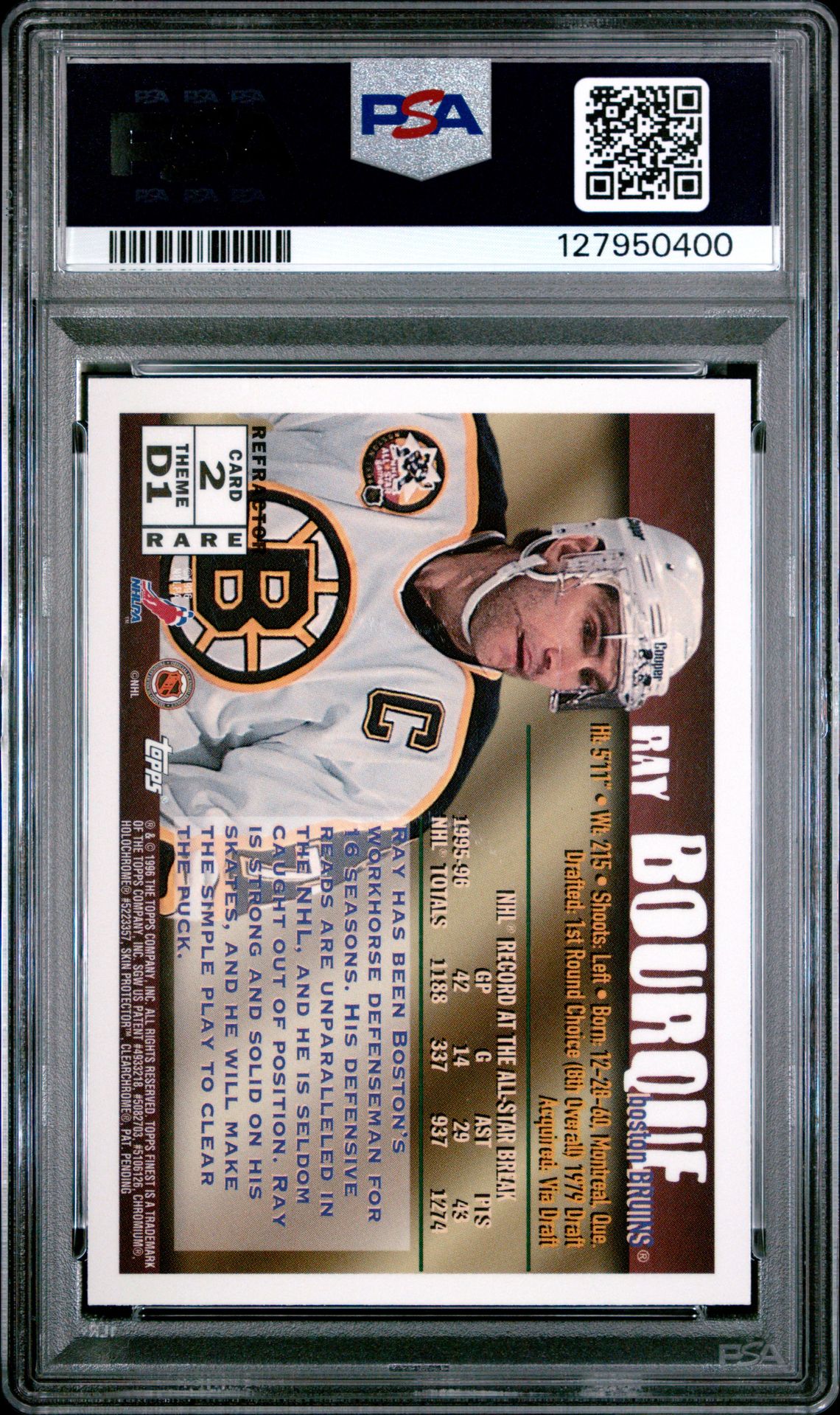 1995 Finest Ray Bourque #2 (Refractor W/Coating) Nm-Mt 8 back