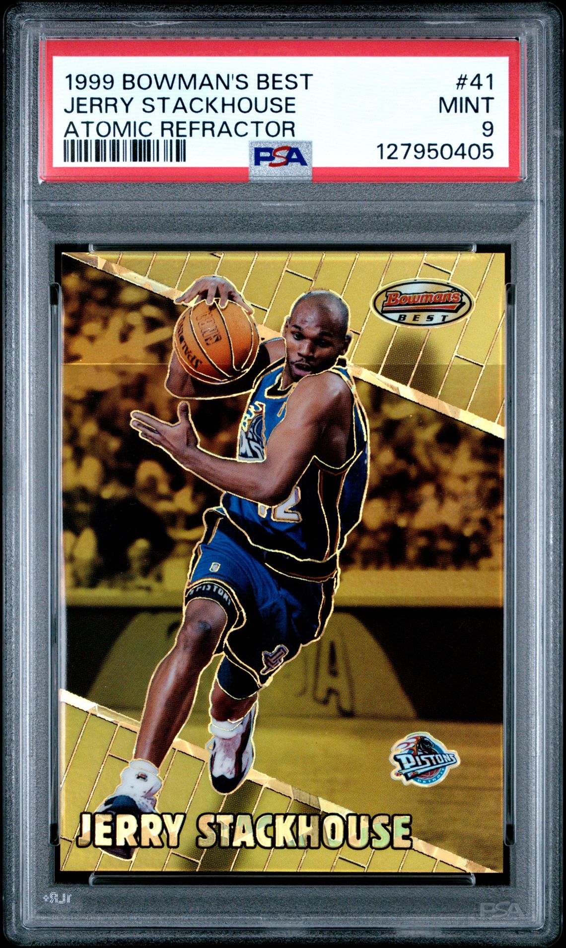 1999 Bowman's Best Jerry Stackhouse #41 (Atomic Refractor) Mint 9 front